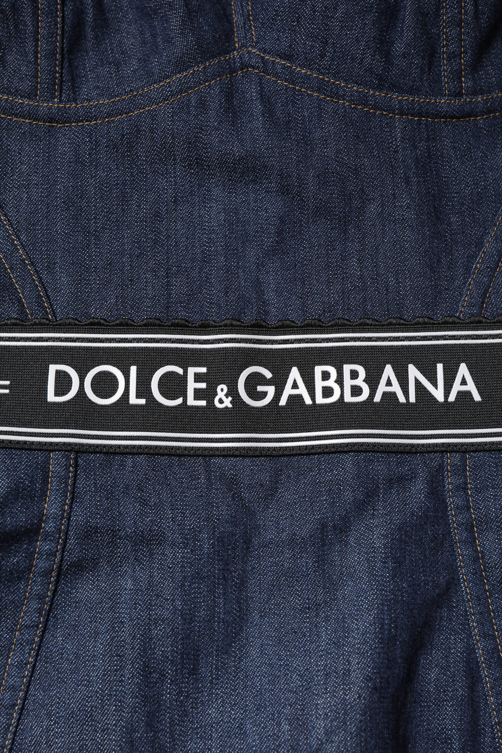 Dolce & Gabbana Blauer Baumwoll-Stretch-Bodycon-Denim-Bodysuit ohne Ärmel