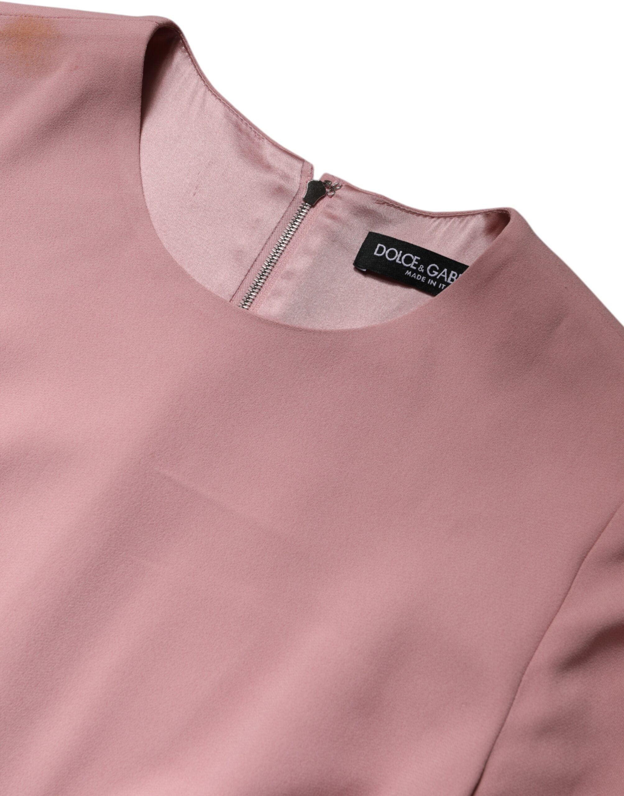 Dolce & Gabbana Rosa A-Linien-Kleid mit 3/4 Ärmeln aus Viskose