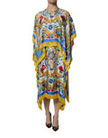 Dolce & Gabbana Mehrfarbiger Majolika-Kaftan, kurze Ärmel, Maxikleid