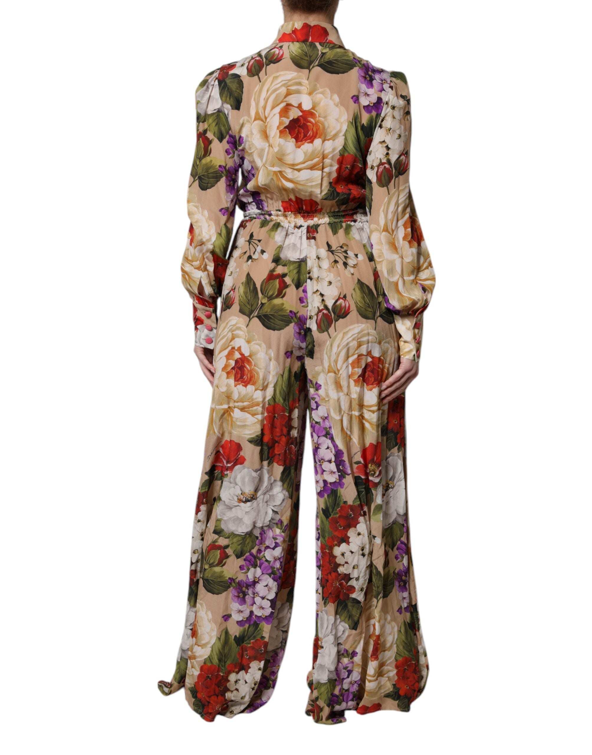 Dolce & Gabbana Multicolor Floral Weites Bein Jumpsuit Kleid