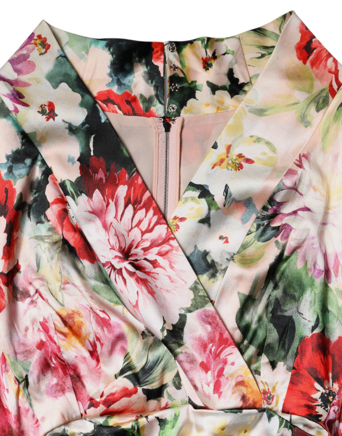 Dolce & Gabbana Multikleur Bloemen Jurk met Korte Mouwen en Schede Silhouet