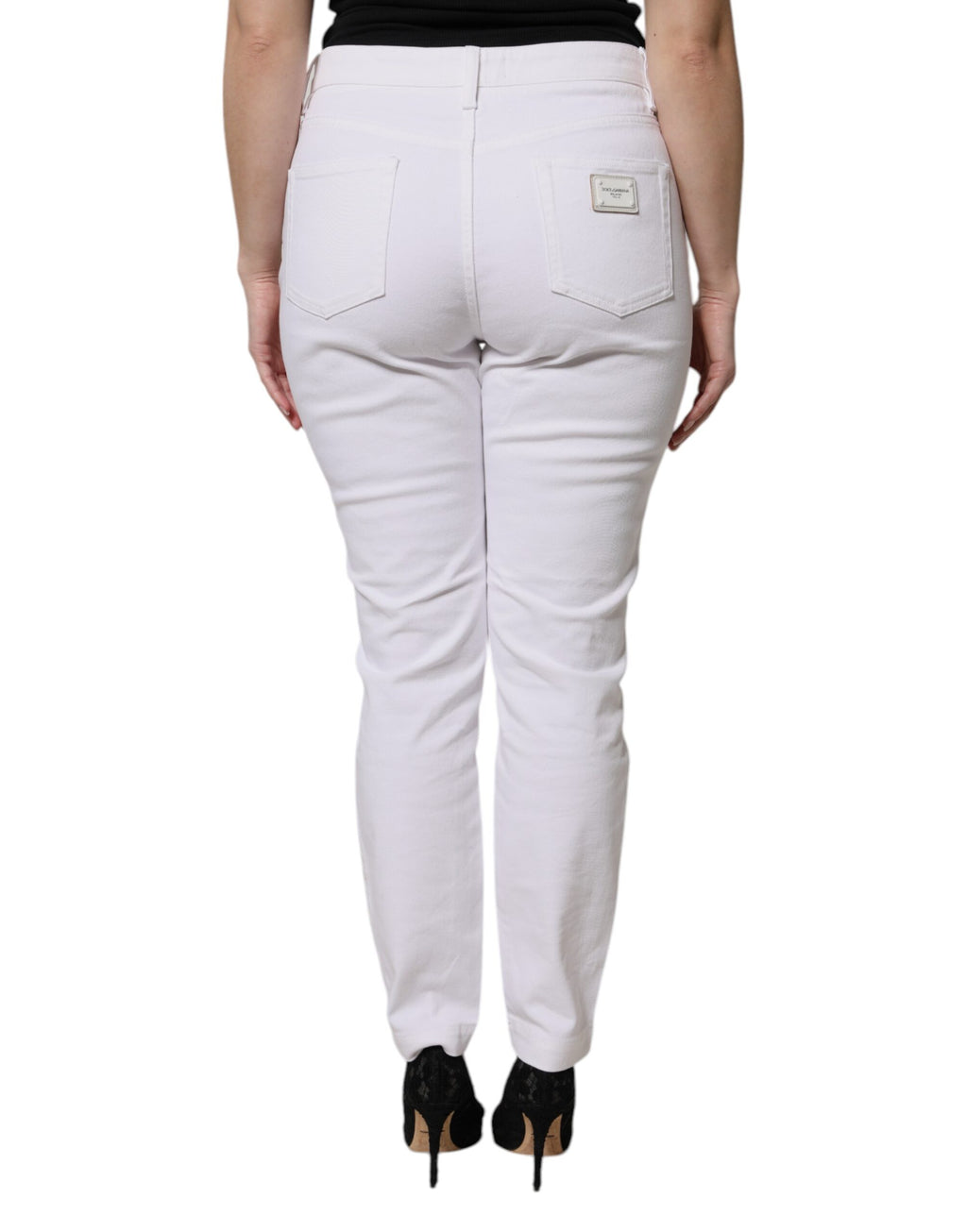 Dolce & Gabbana Weiße Skinny Denim Jeans aus Baumwolle mit mittlerer Taille