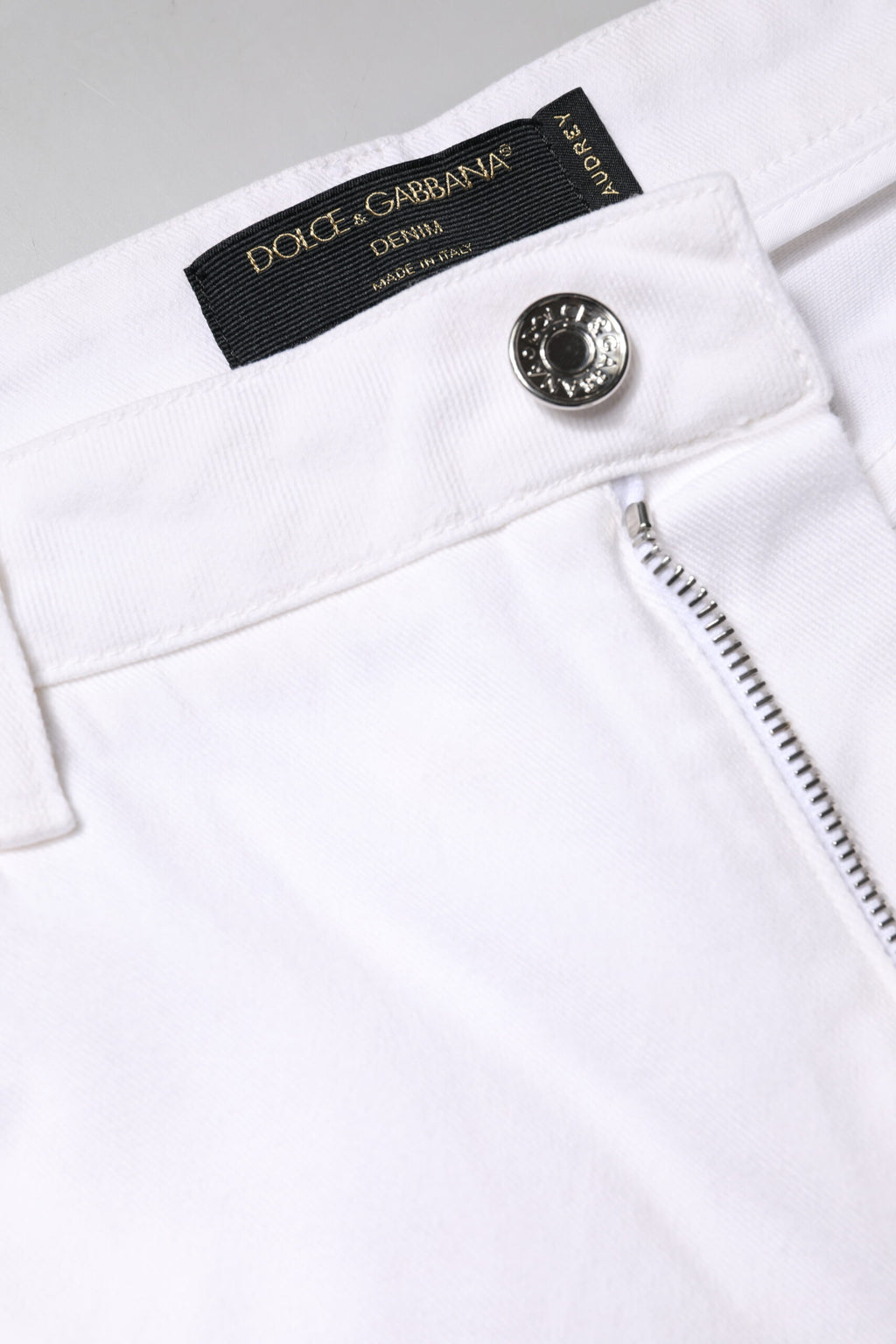 Dolce & Gabbana Weiße Skinny Denim Jeans aus Baumwolle mit mittlerer Taille