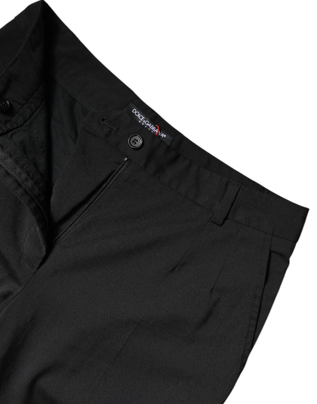 Dolce & Gabbana Schwarze Polyesterhose mit hoher Taille