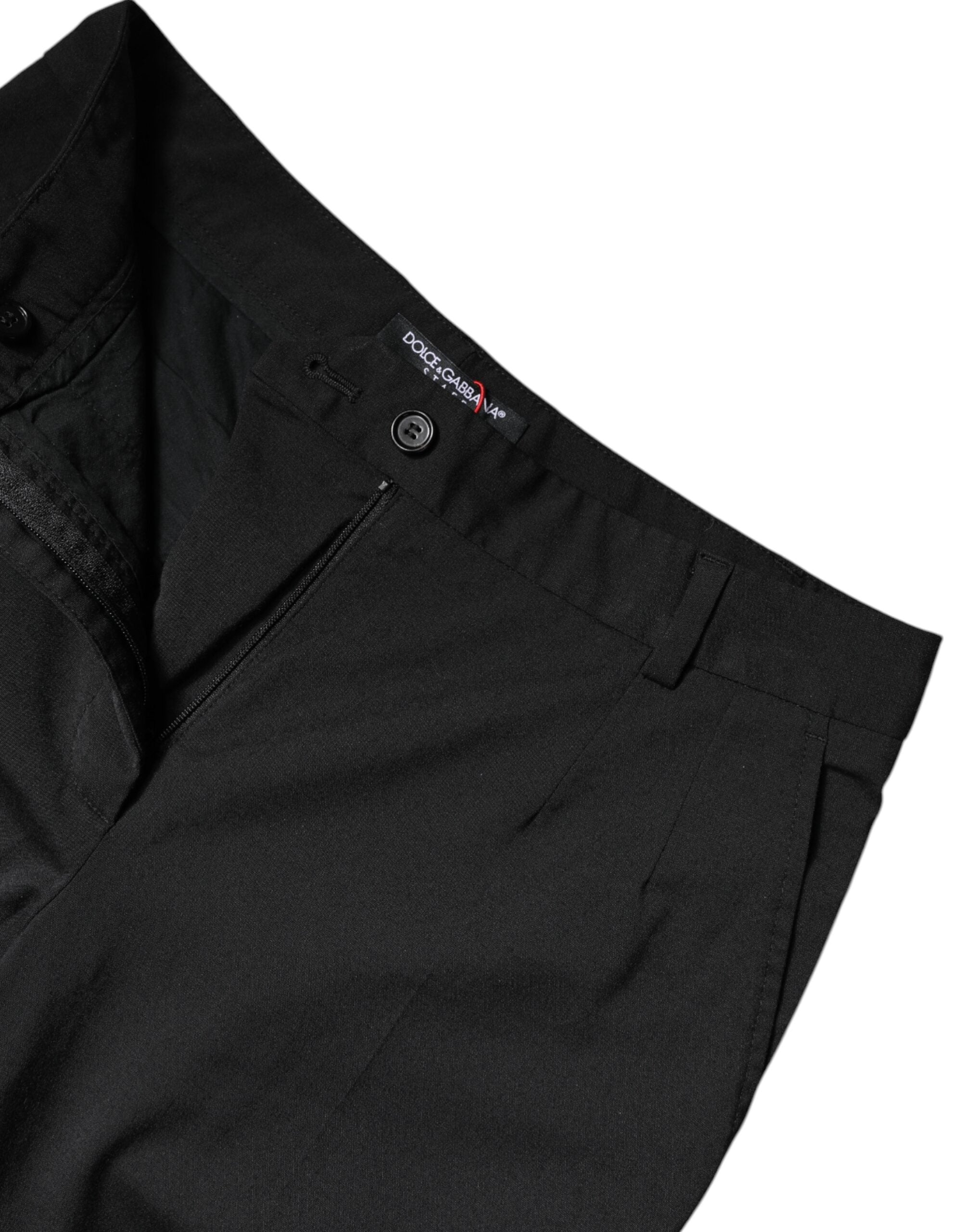 Dolce & Gabbana Schwarze Polyesterhose mit hoher Taille