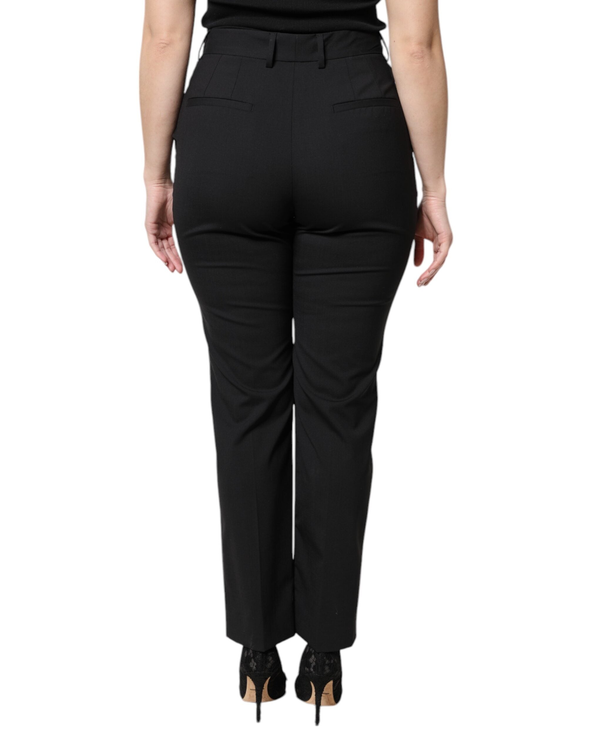 Dolce & Gabbana Schwarze Polyester-Kleiderhose mit hoher Taille