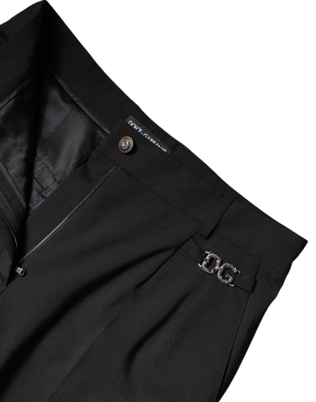Dolce & Gabbana Schwarze Polyester-Kleiderhose mit hoher Taille