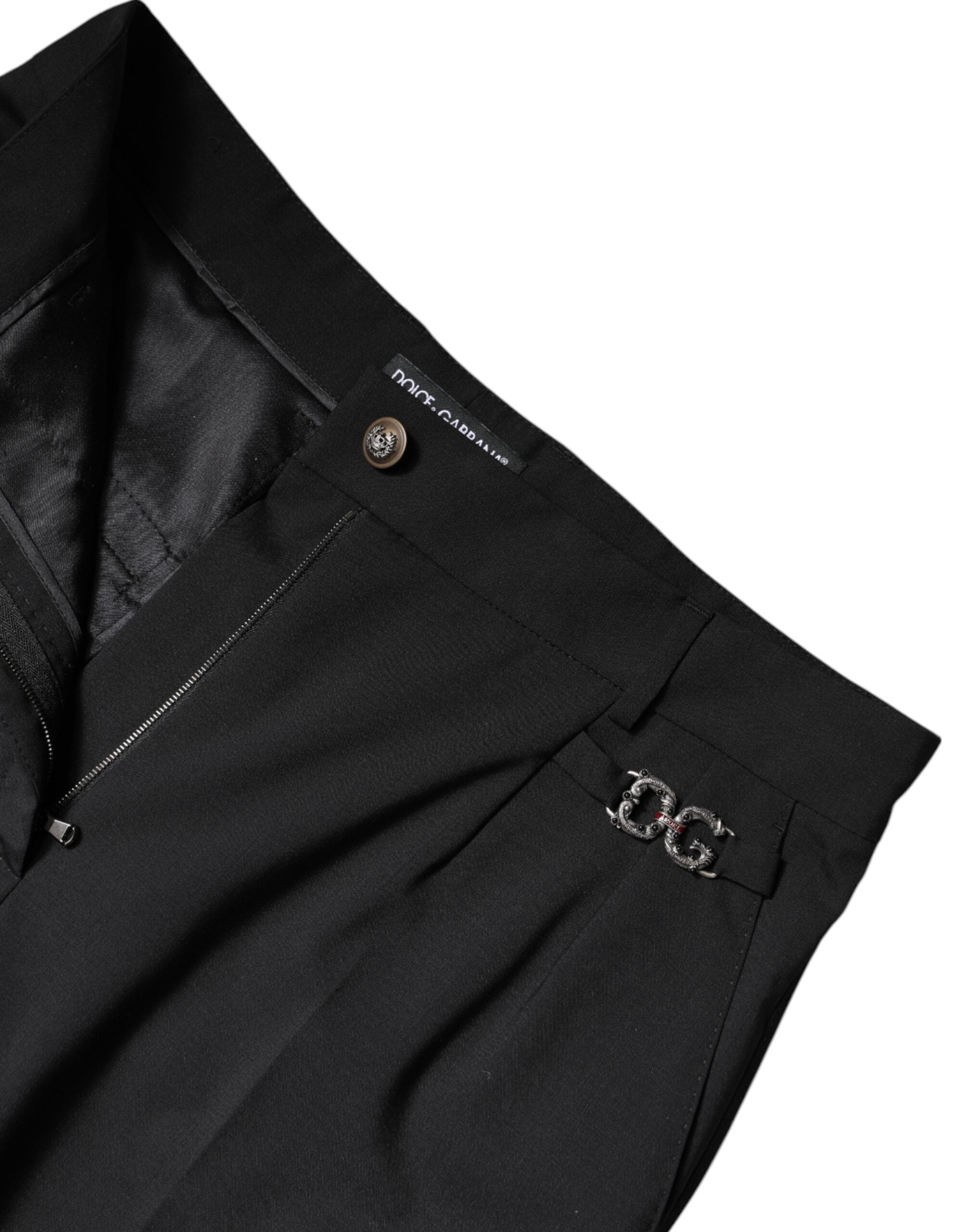 Dolce & Gabbana Schwarze Polyester-Kleiderhose mit hoher Taille