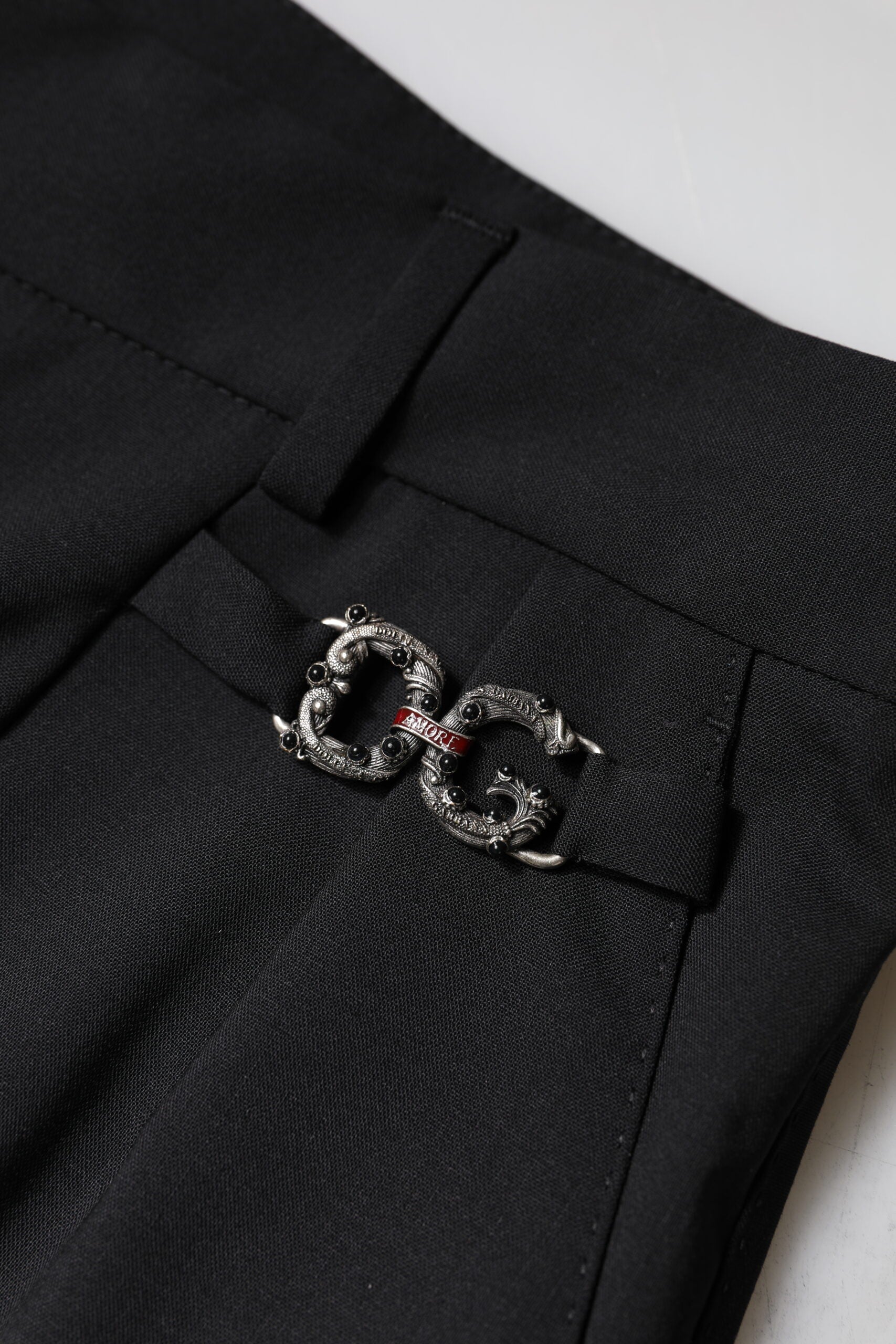 Dolce & Gabbana Schwarze Polyester-Kleiderhose mit hoher Taille