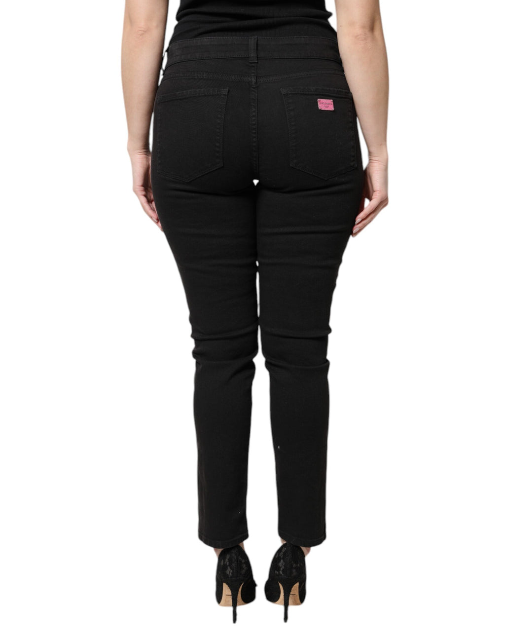 Dolce & Gabbana Schwarze Skinny Denim-Jeans mit hoher Taille aus Baumwolle