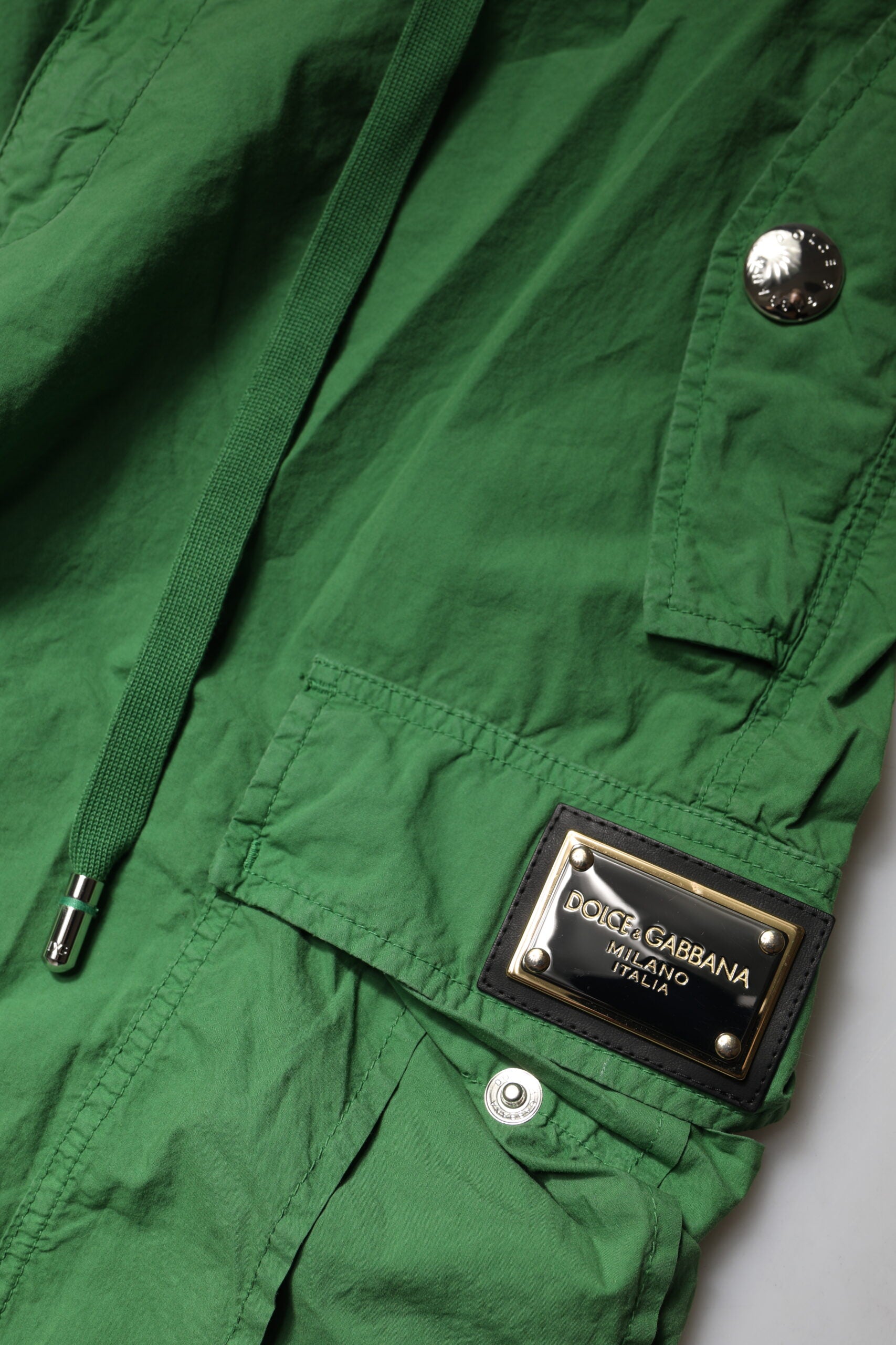 Dolce & Gabbana Grüne Cargo-Hose aus Baumwolle mit hoher Taille