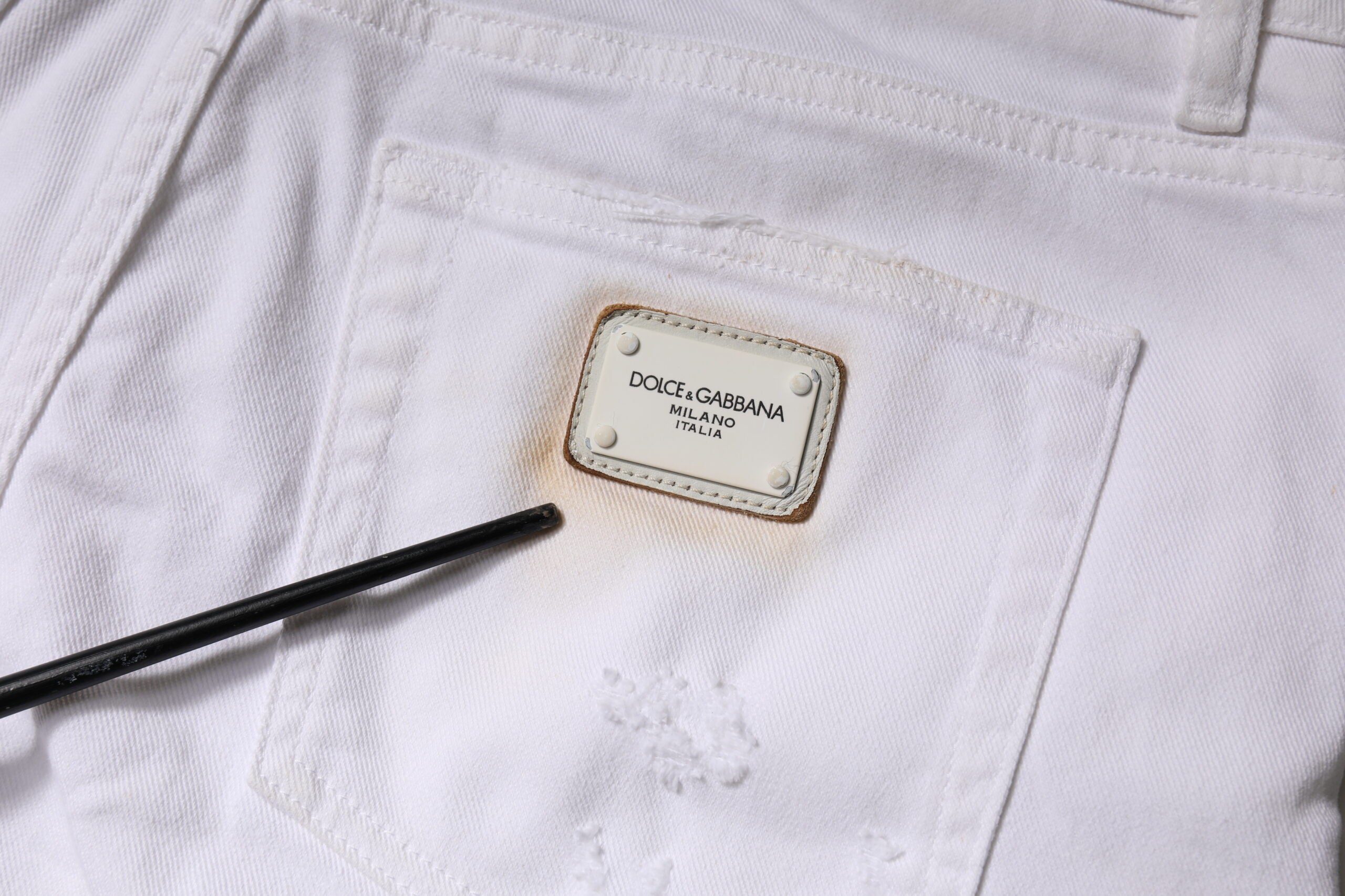 Dolce & Gabbana Weiße Skinny Denim-Jeans mit hoher Taille aus Baumwolle