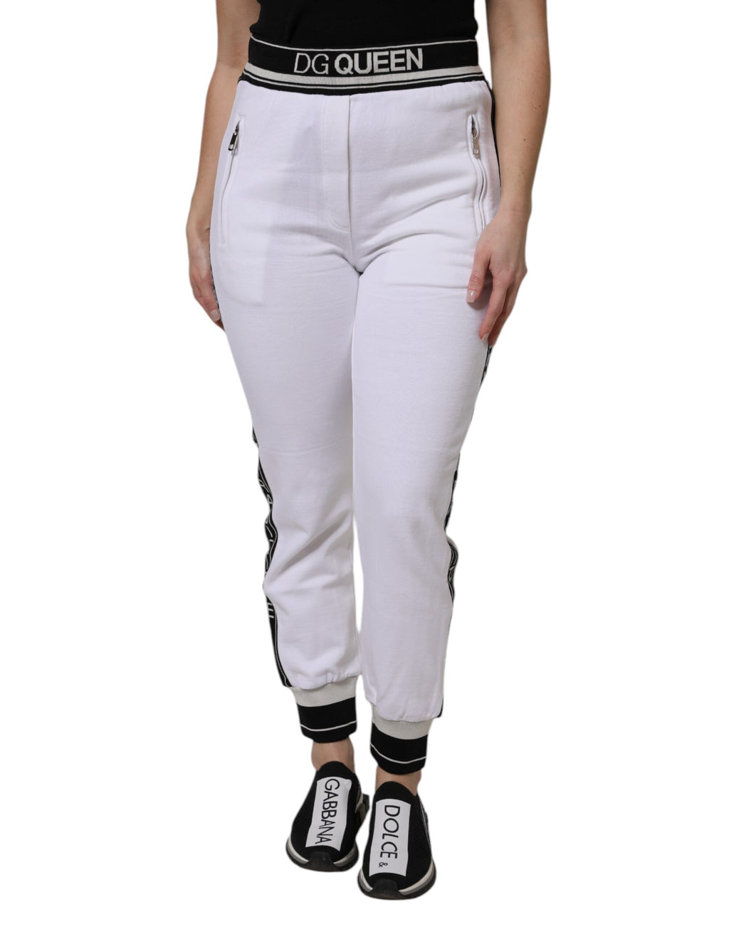 Dolce & Gabbana Weiße Baumwoll-Stretch-Jogger-Sweatpants Hose