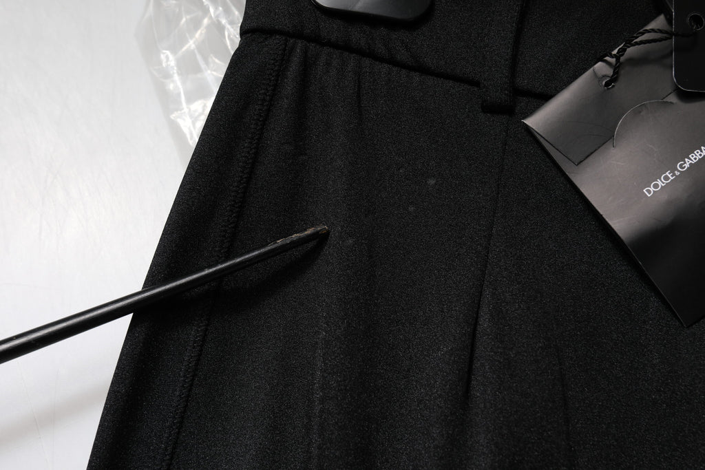 Dolce & Gabbana Schwarze Nylonhose mit hoher Taille und schmaler Passform