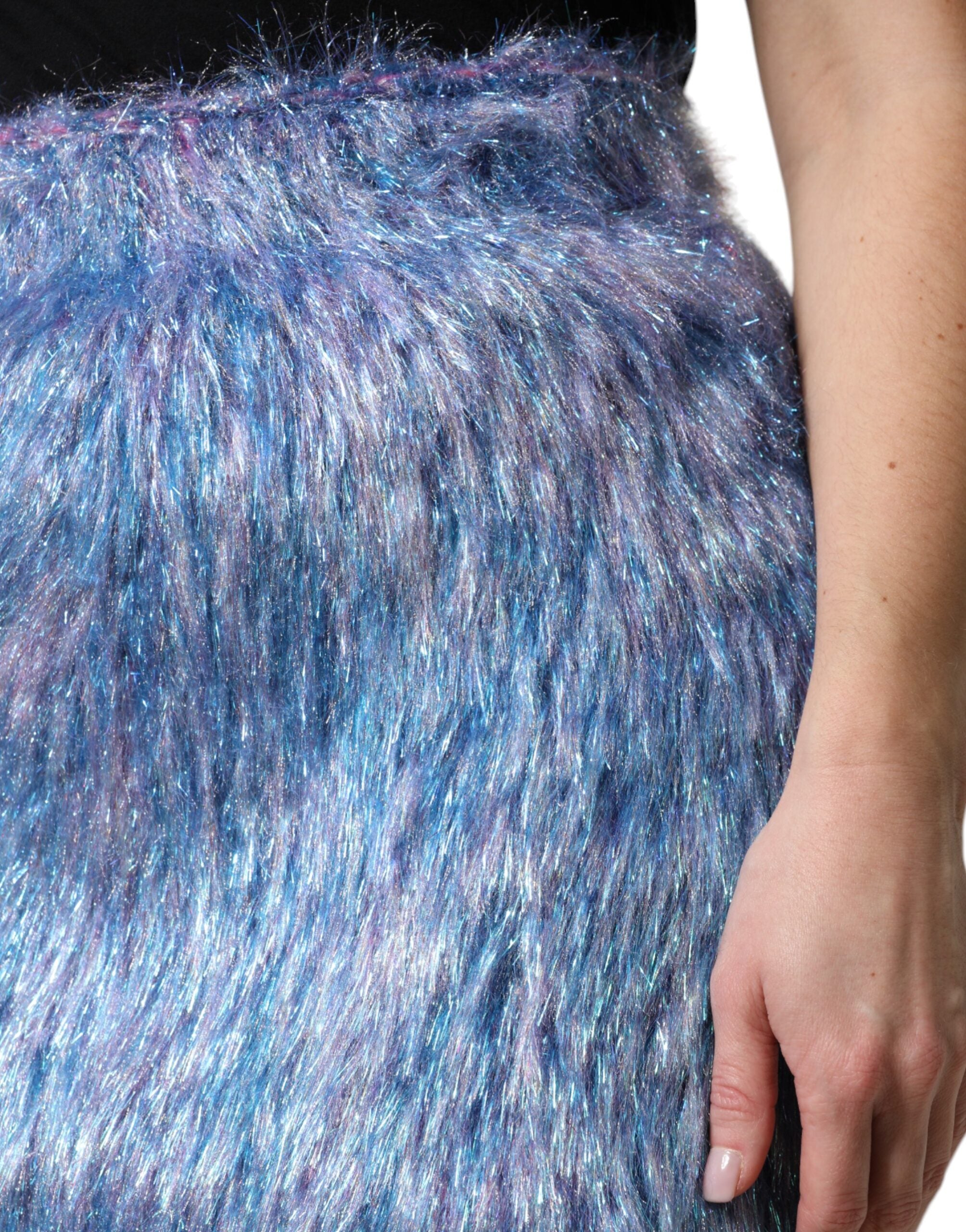 Dolce & Gabbana Multicolor Plüsch Stoff hohe Taille Minirock