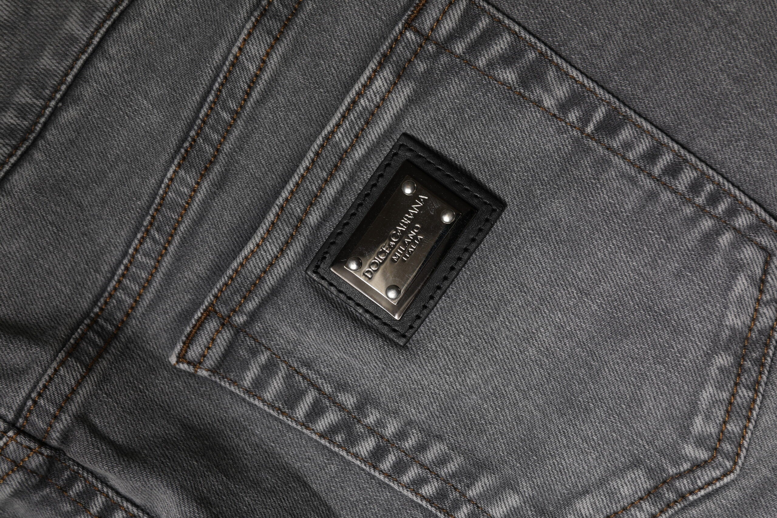 Dolce & Gabbana Grauer Baumwoll-Stretch-Denim-Minirock mit mittlerer Taille