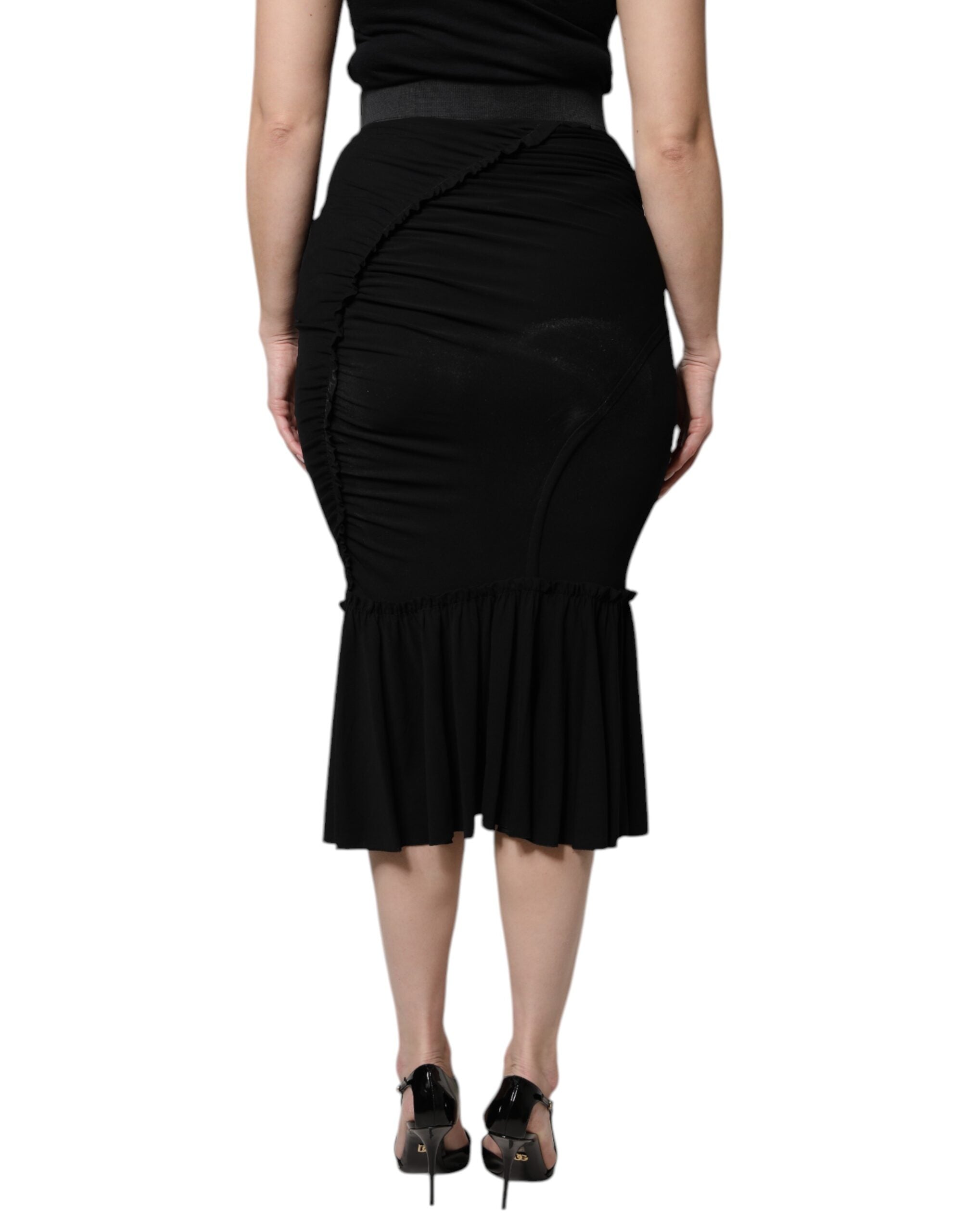 Dolce & Gabbana Schwarzer Midi-Rock mit hoher Taille und Meerjungfrauenschnitt