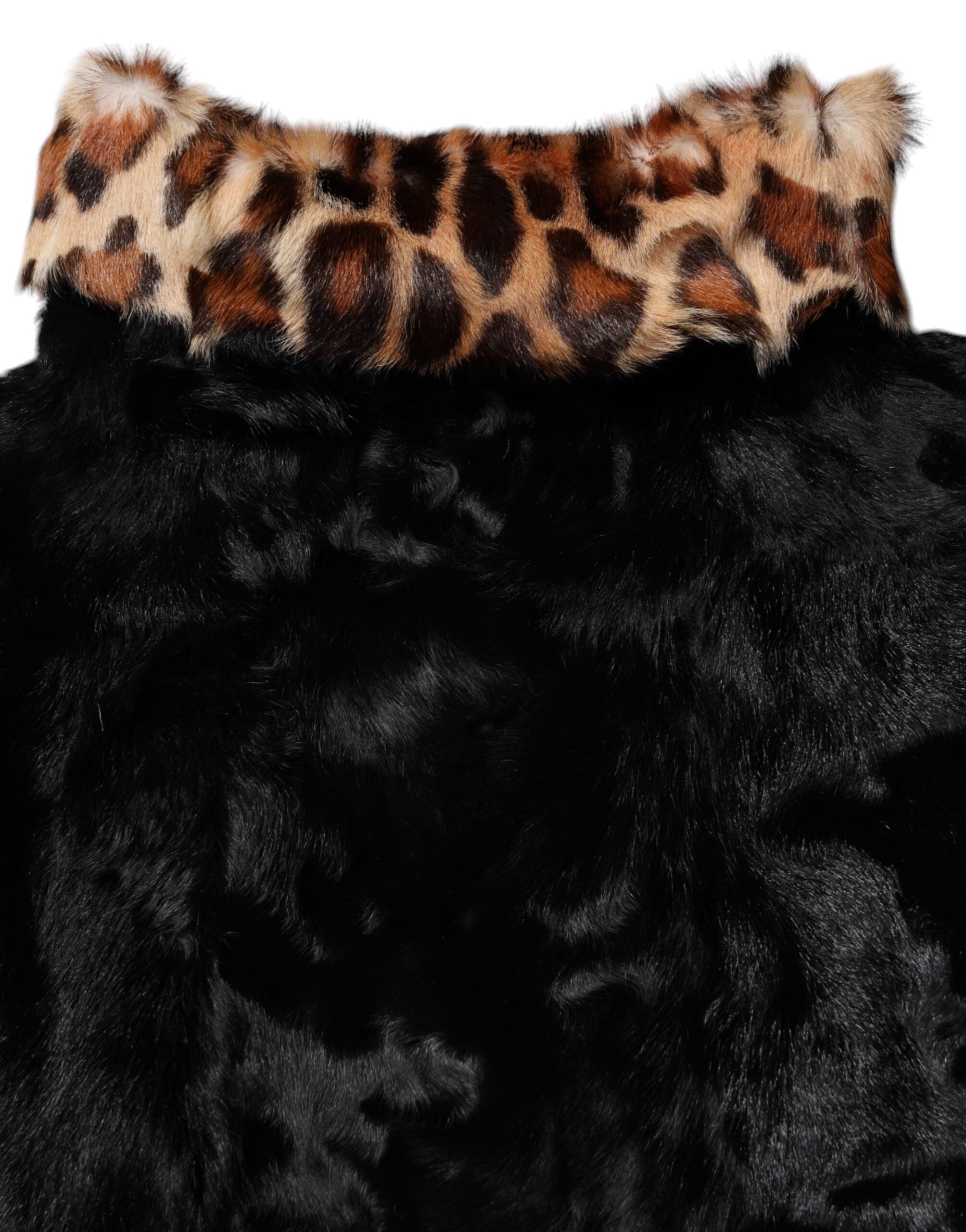 Dolce & Gabbana Schwarzer Lammfell Kurzer Frauen Mantel Jacke