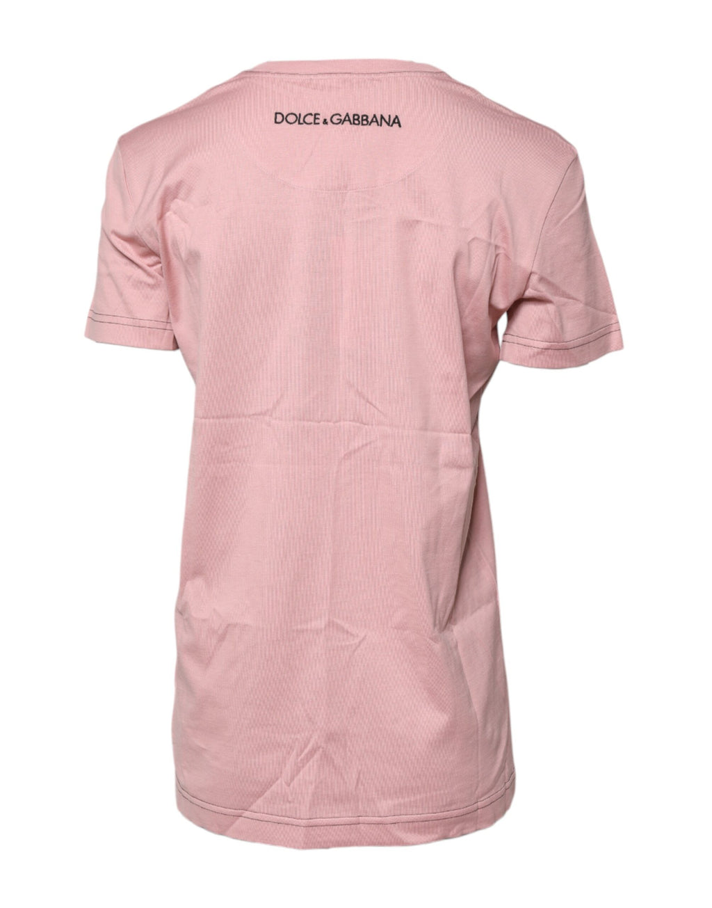 Dolce & Gabbana Rosa T-Shirt mit Rundhalsausschnitt und Logodruck aus Baumwolle