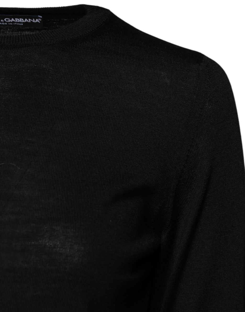Dolce & Gabbana Schwarzer Pullover mit Rundhalsausschnitt aus Wollstrick