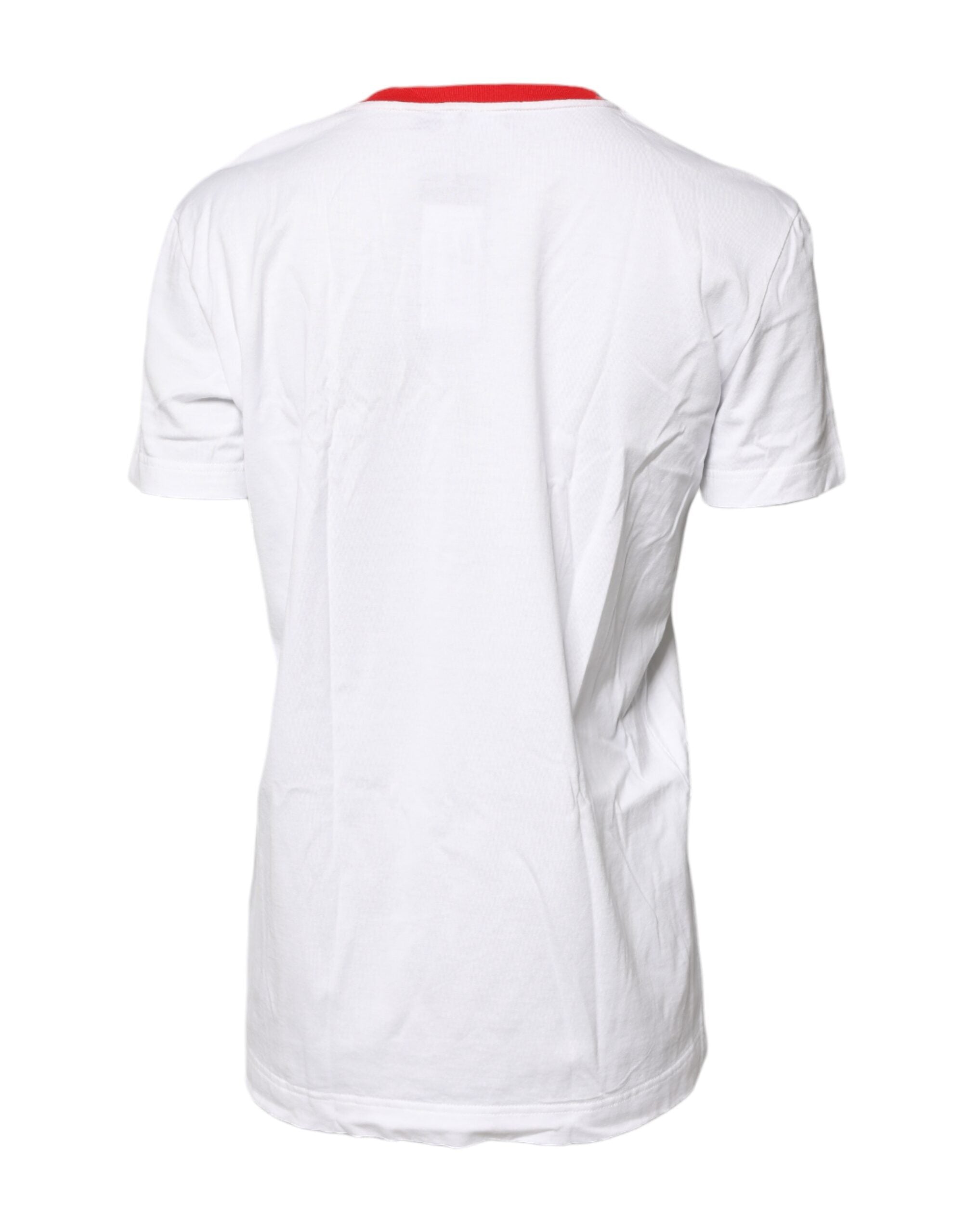 Dolce & Gabbana Weißes T-Shirt mit Rundhalsausschnitt aus Baumwolle mit Grafikdruck