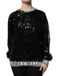 Dolce & Gabbana Schwarzer DG Queen Pailletten Pullover