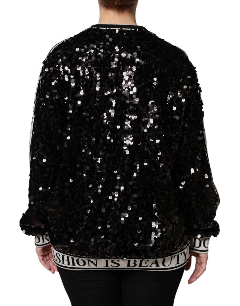 Dolce & Gabbana Schwarzer DG Queen Pailletten Pullover