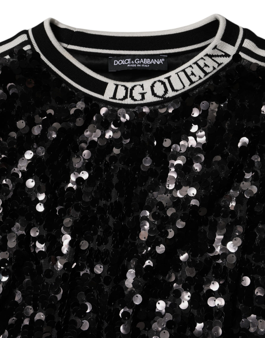 Dolce & Gabbana Schwarzer DG Queen Pailletten Pullover