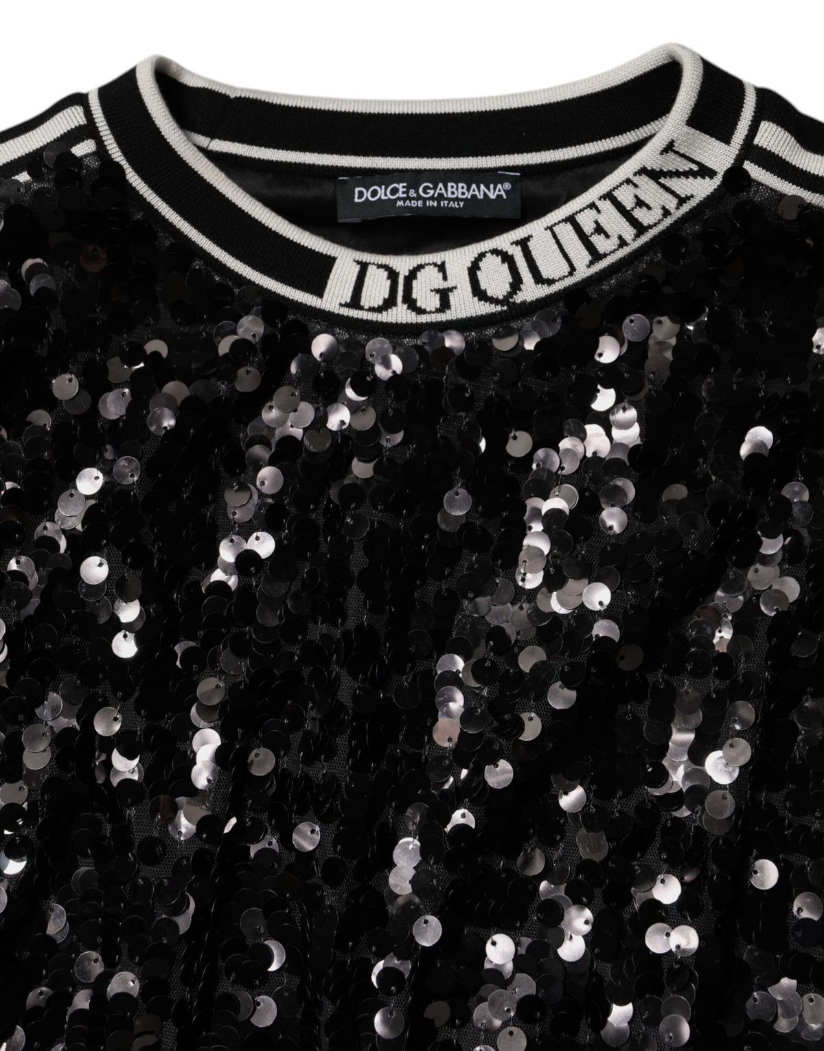 Dolce & Gabbana Schwarzer DG Queen Pailletten Pullover