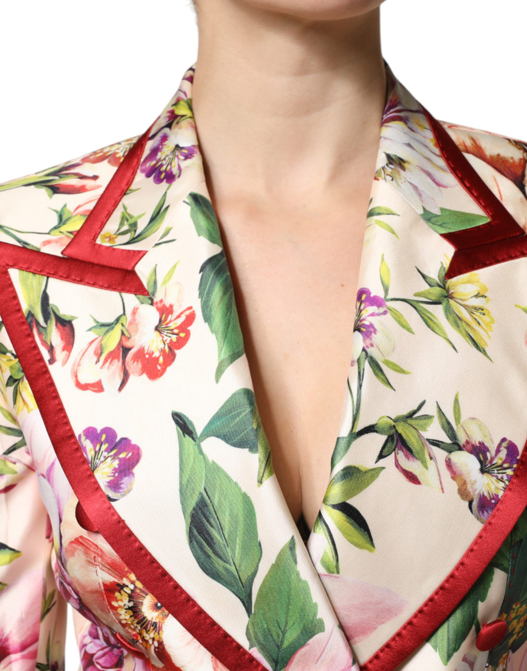 Dolce & Gabbana Zweireihige Jacke mit mehrfarbigem Blumenmuster