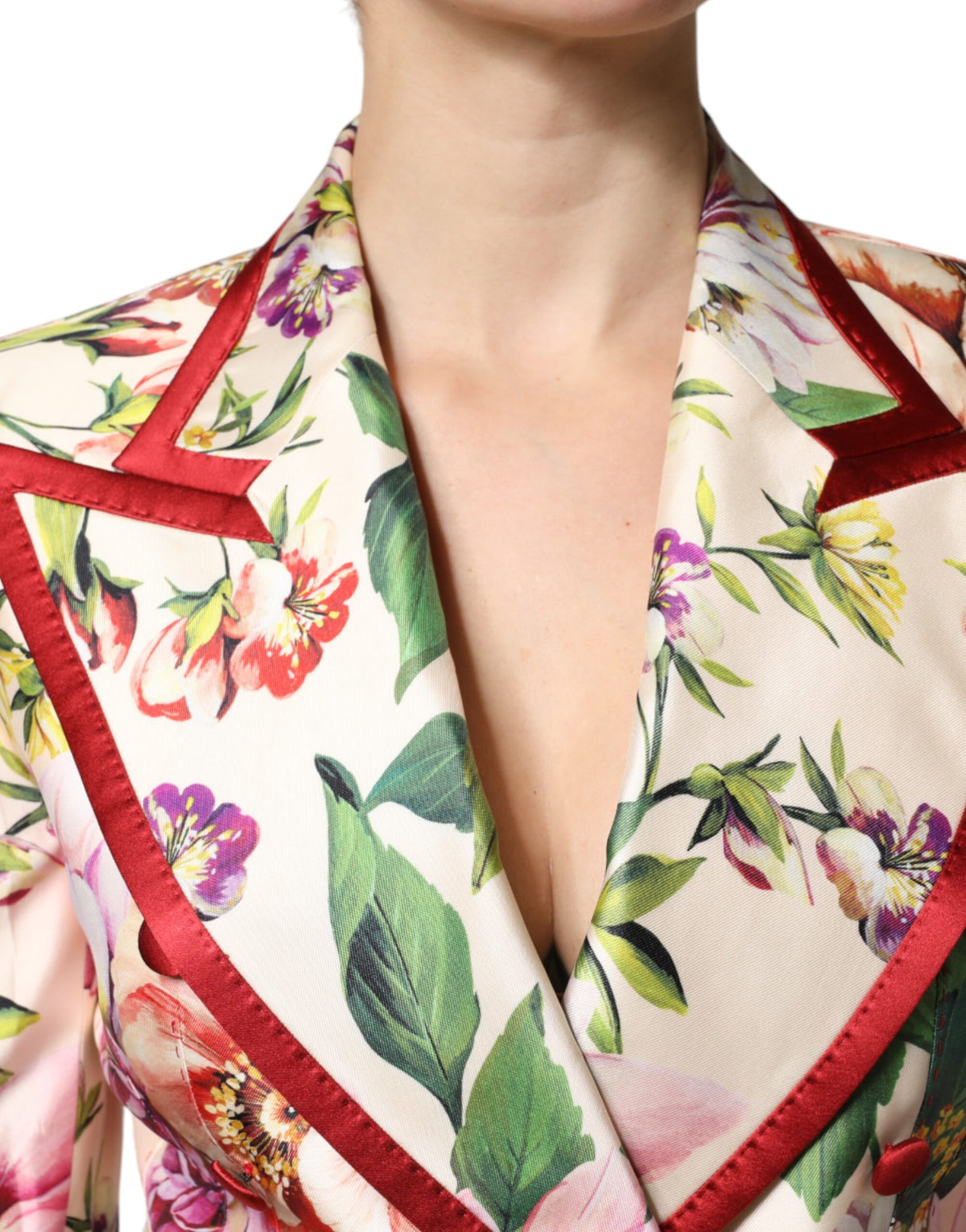Dolce & Gabbana Zweireihige Jacke mit mehrfarbigem Blumenmuster