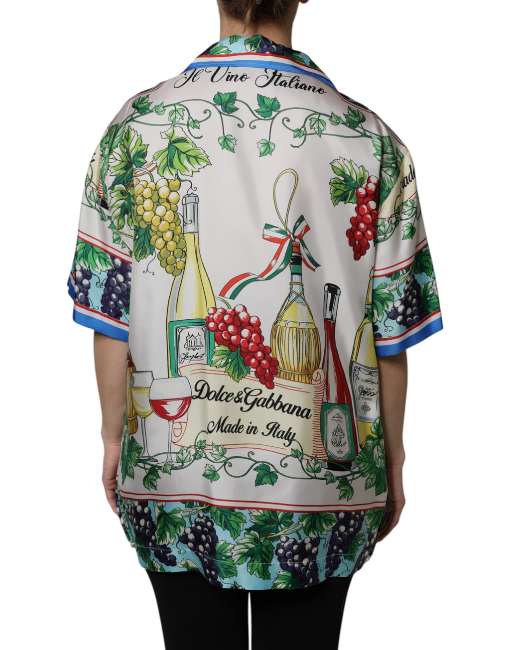 Dolce & Gabbana Multicolor Kurzärmeliges Seidenfutter Shirt Top