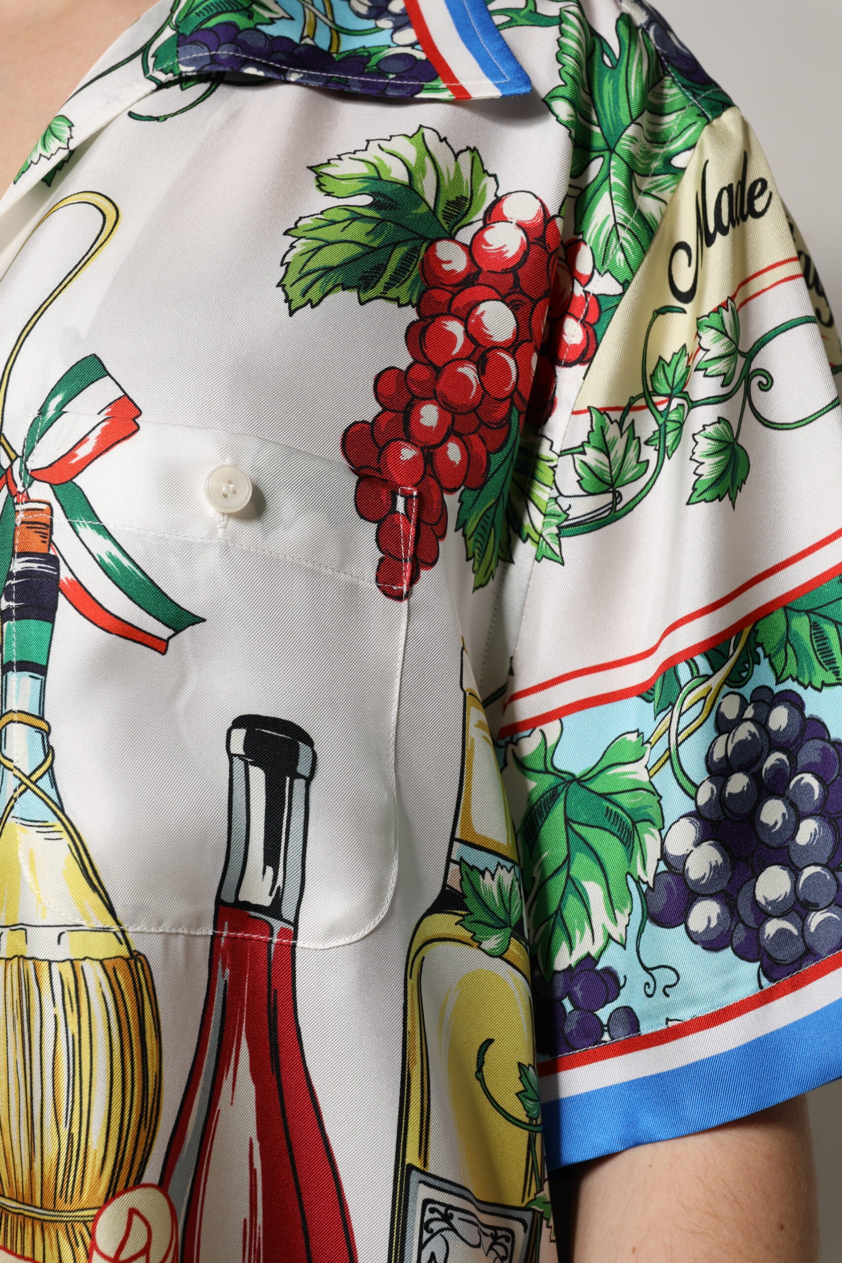 Dolce & Gabbana Multicolor Kurzärmeliges Seidenfutter Shirt Top