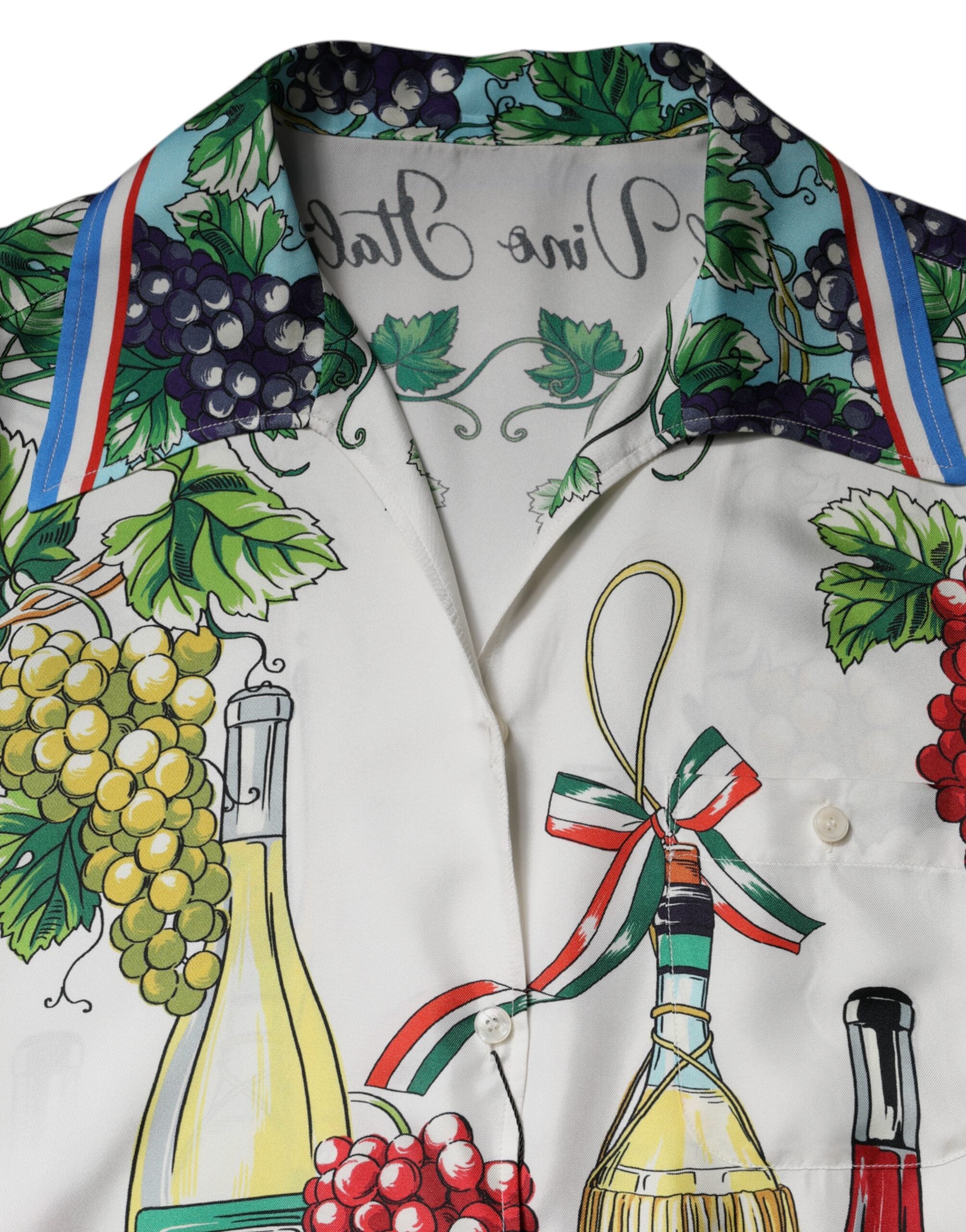 Dolce & Gabbana Multicolor Kurzärmeliges Seidenfutter Shirt Top