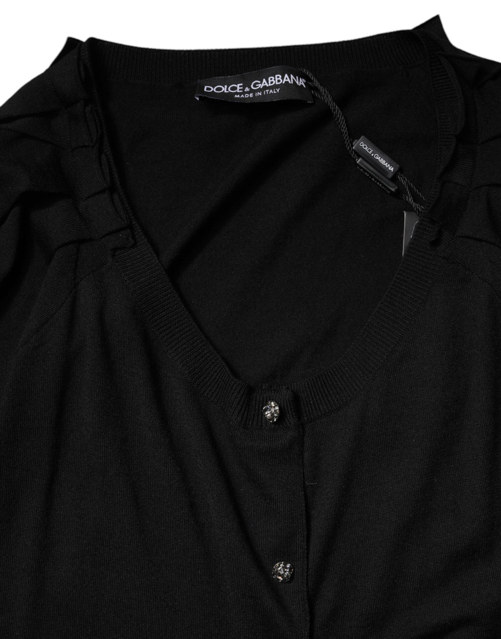 Dolce & Gabbana Schwarzes Button Down Kurzarm-Blusen-Top