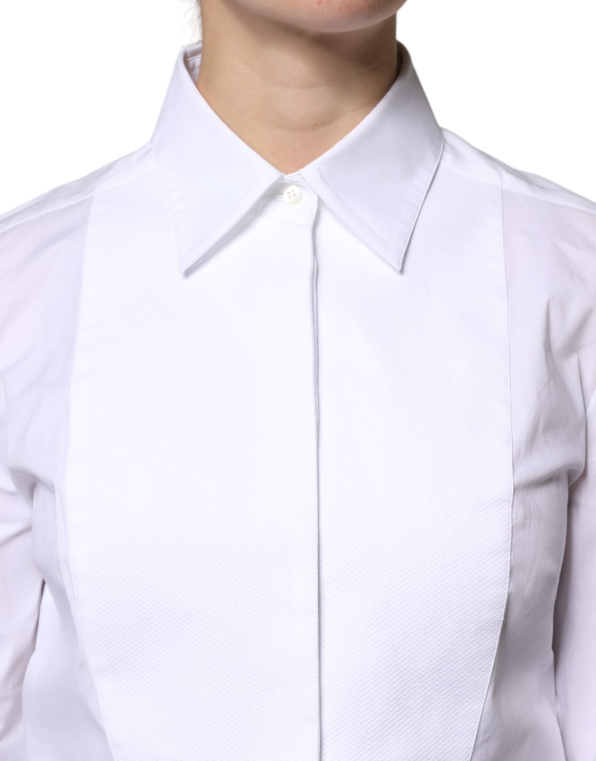 Dolce & Gabbana Weißes Baumwollhemd mit Kragen Oberteil