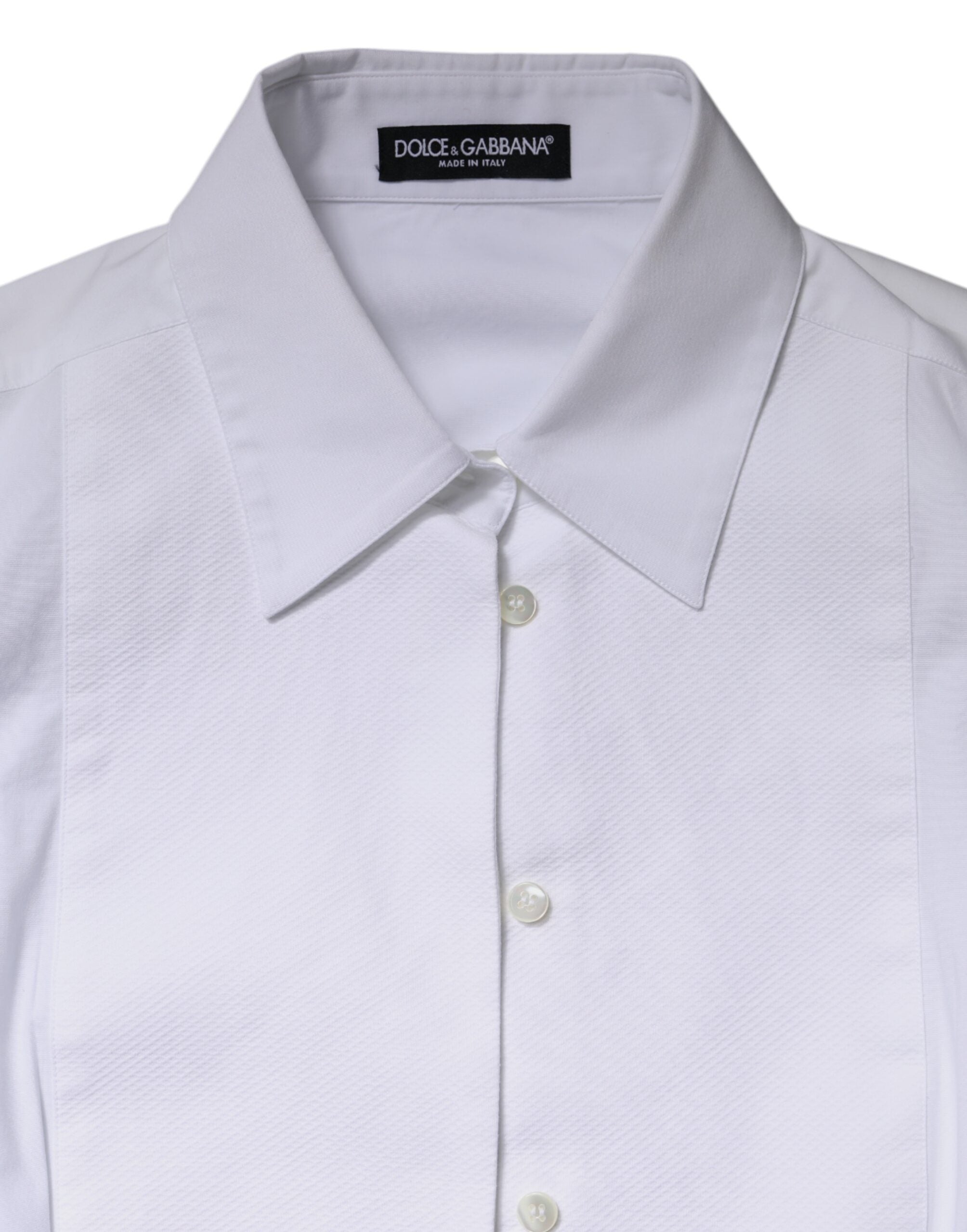 Dolce & Gabbana Weißes Baumwollhemd mit Kragen Oberteil