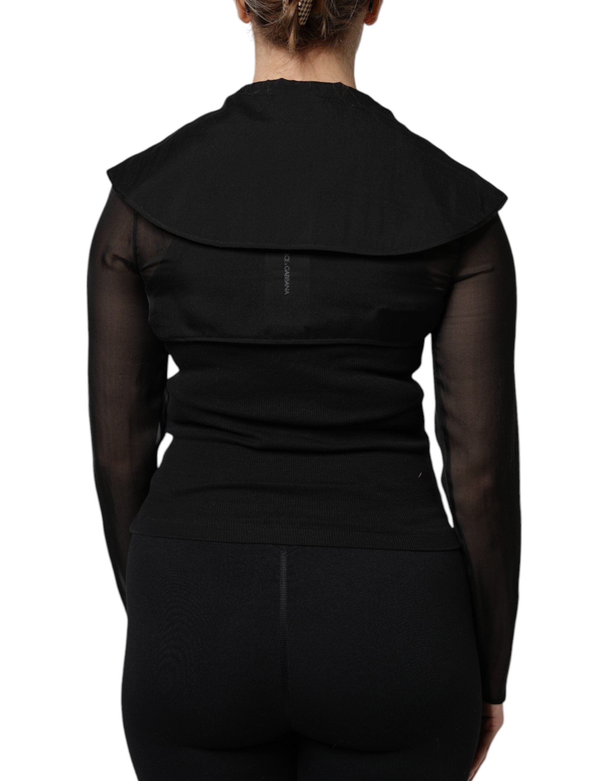 Dolce & Gabbana Schwarzes Seidenblusentop mit langen Ärmeln