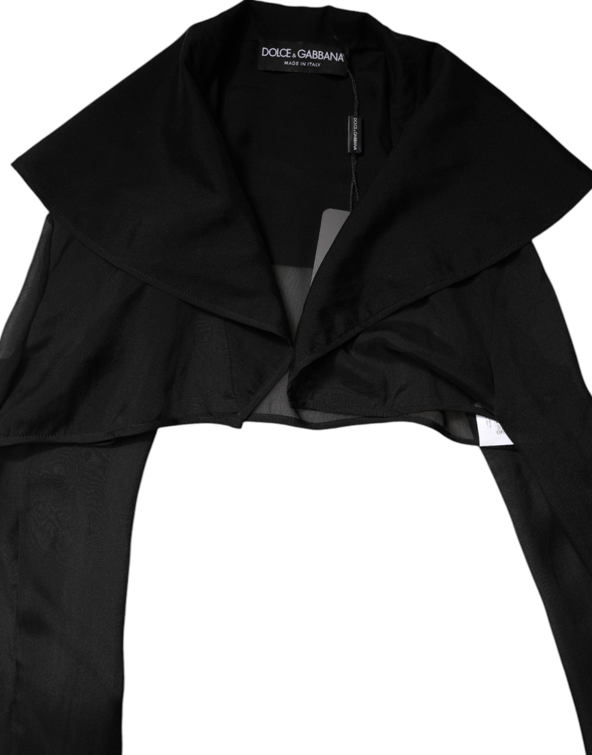 Dolce & Gabbana Schwarzes Seidenblusentop mit langen Ärmeln