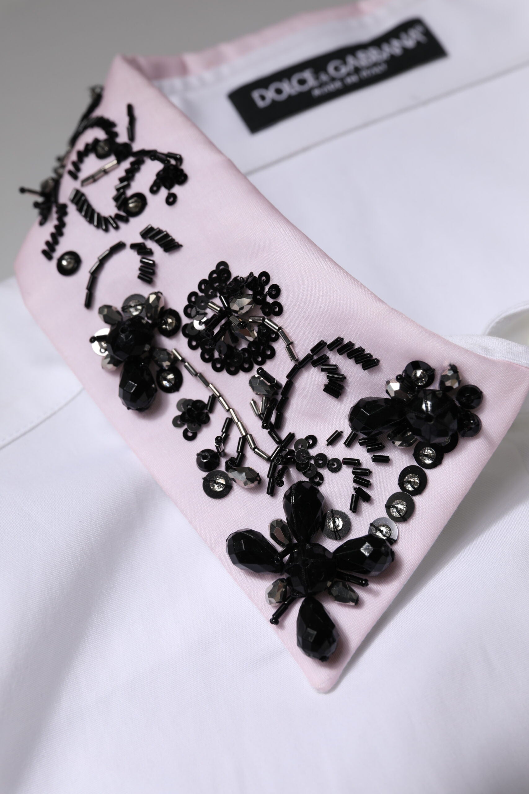 Dolce & Gabbana Weißes verschönertes Hemd mit Kragen