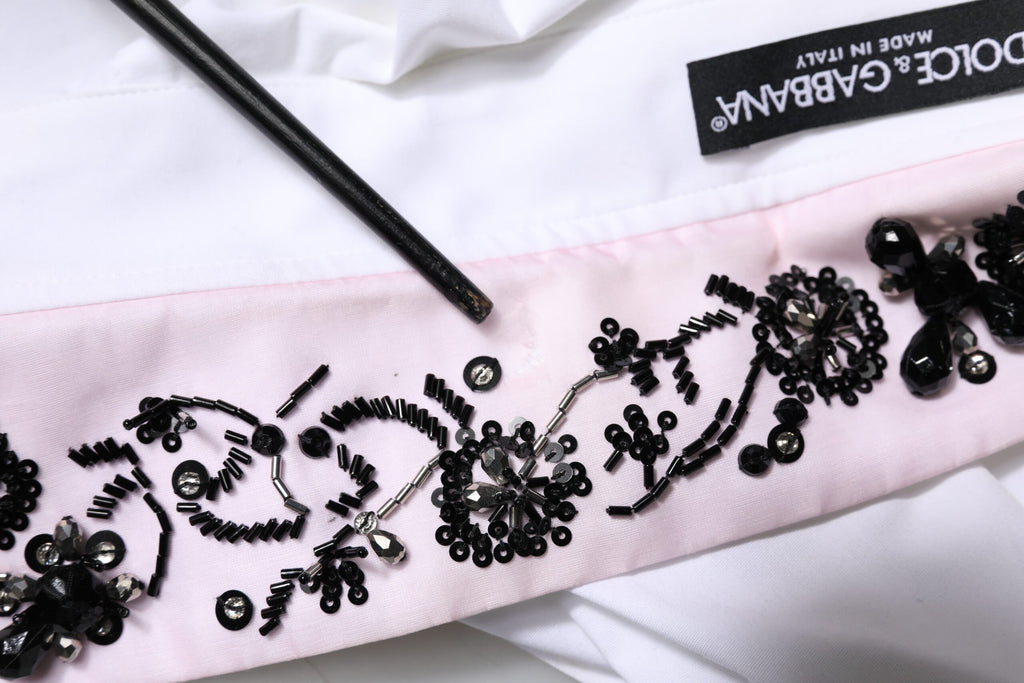 Dolce & Gabbana Weißes verschönertes Hemd mit Kragen