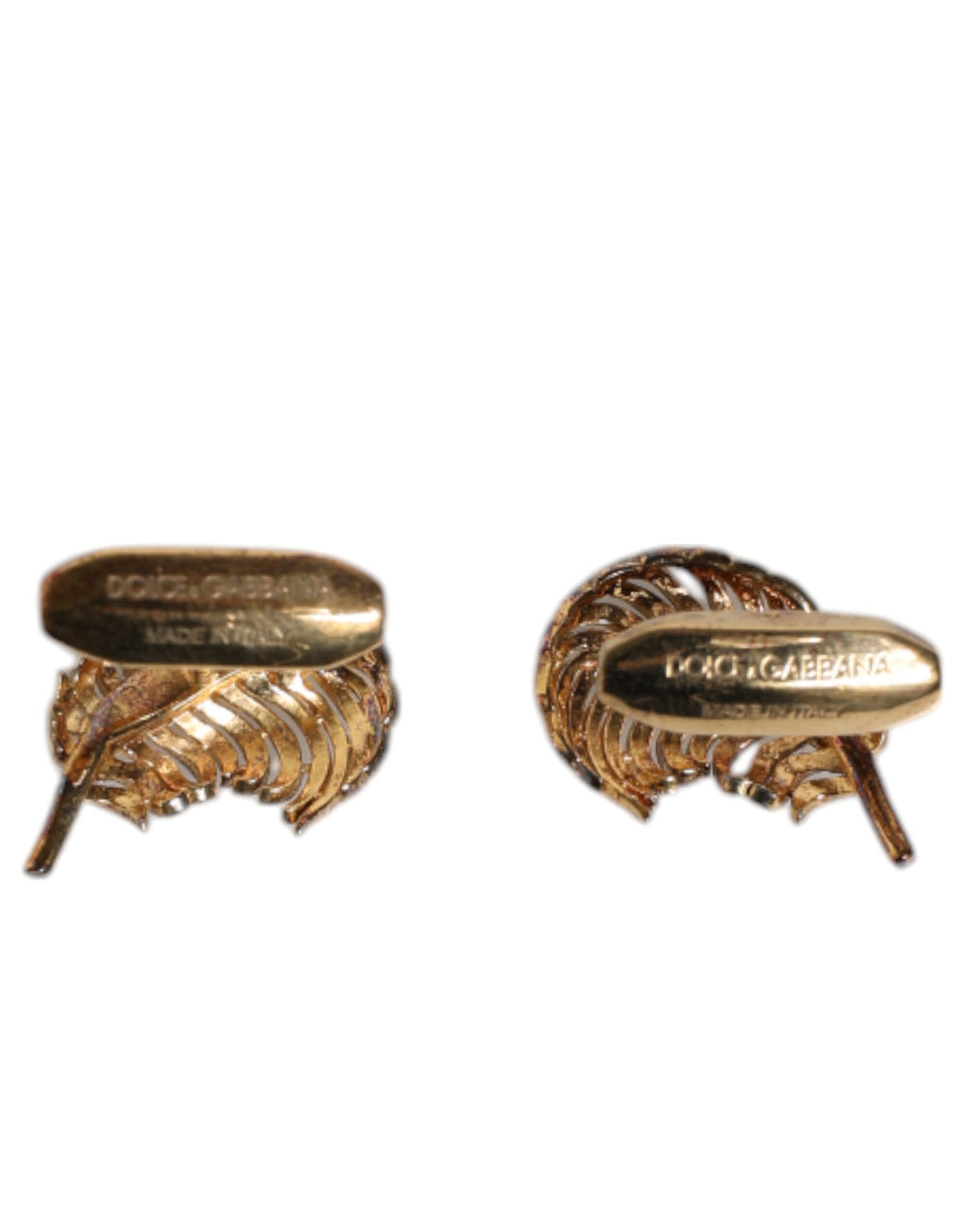 Dolce & Gabbana Gold 925 Sterling Silber Kristall Blatt Accessoire Manschettenknopf