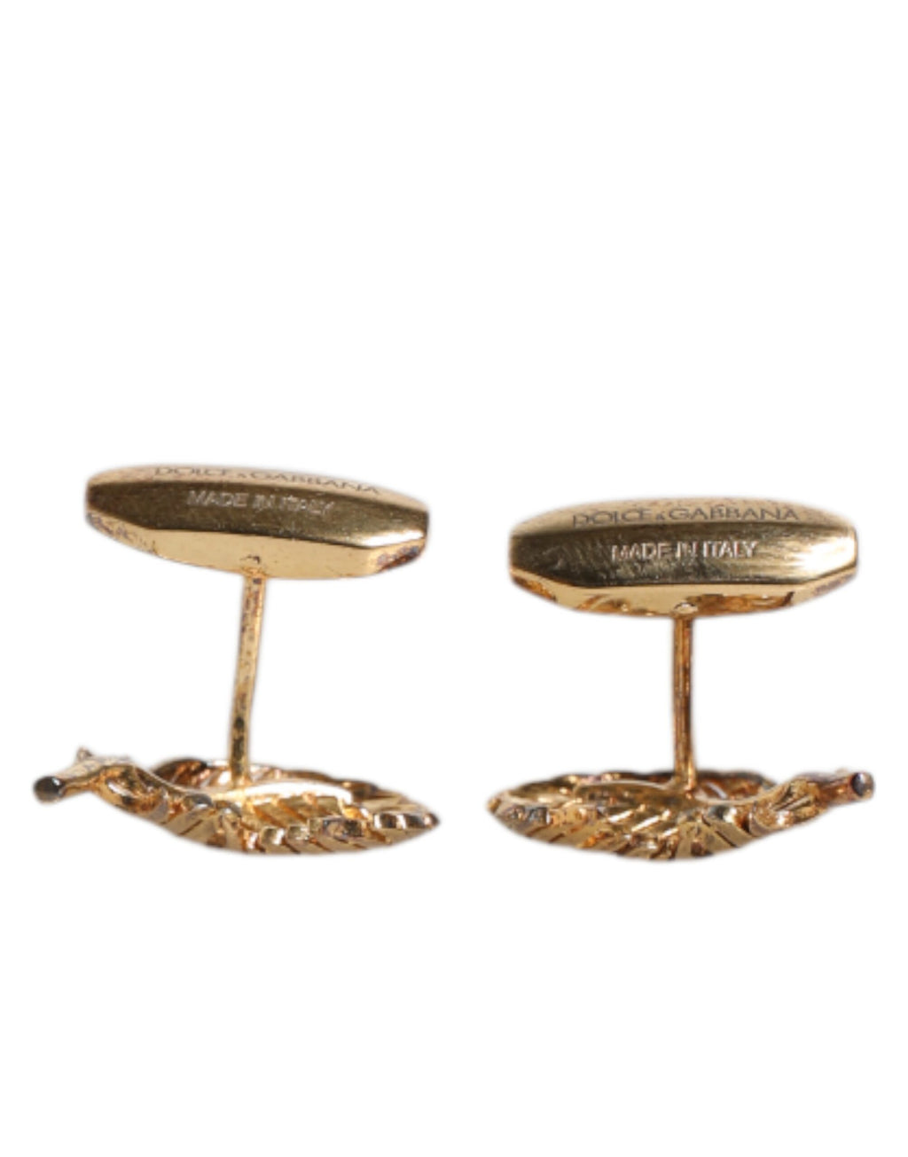 Dolce & Gabbana Gold 925 Sterling Silber Kristall Blatt Accessoire Manschettenknopf