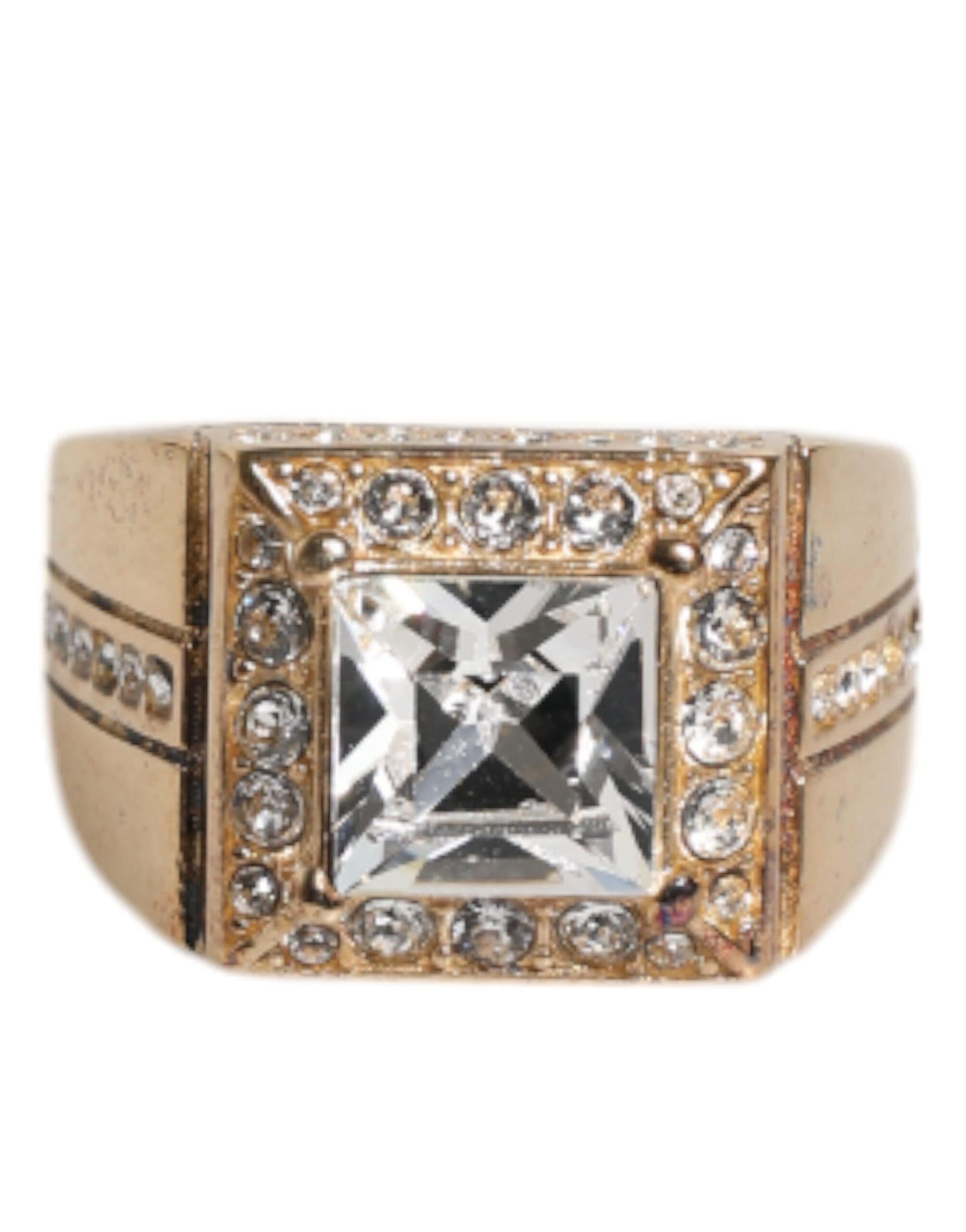 Dolce & Gabbana Goldfarbener Sterling Silber 925 Kristalle Ring