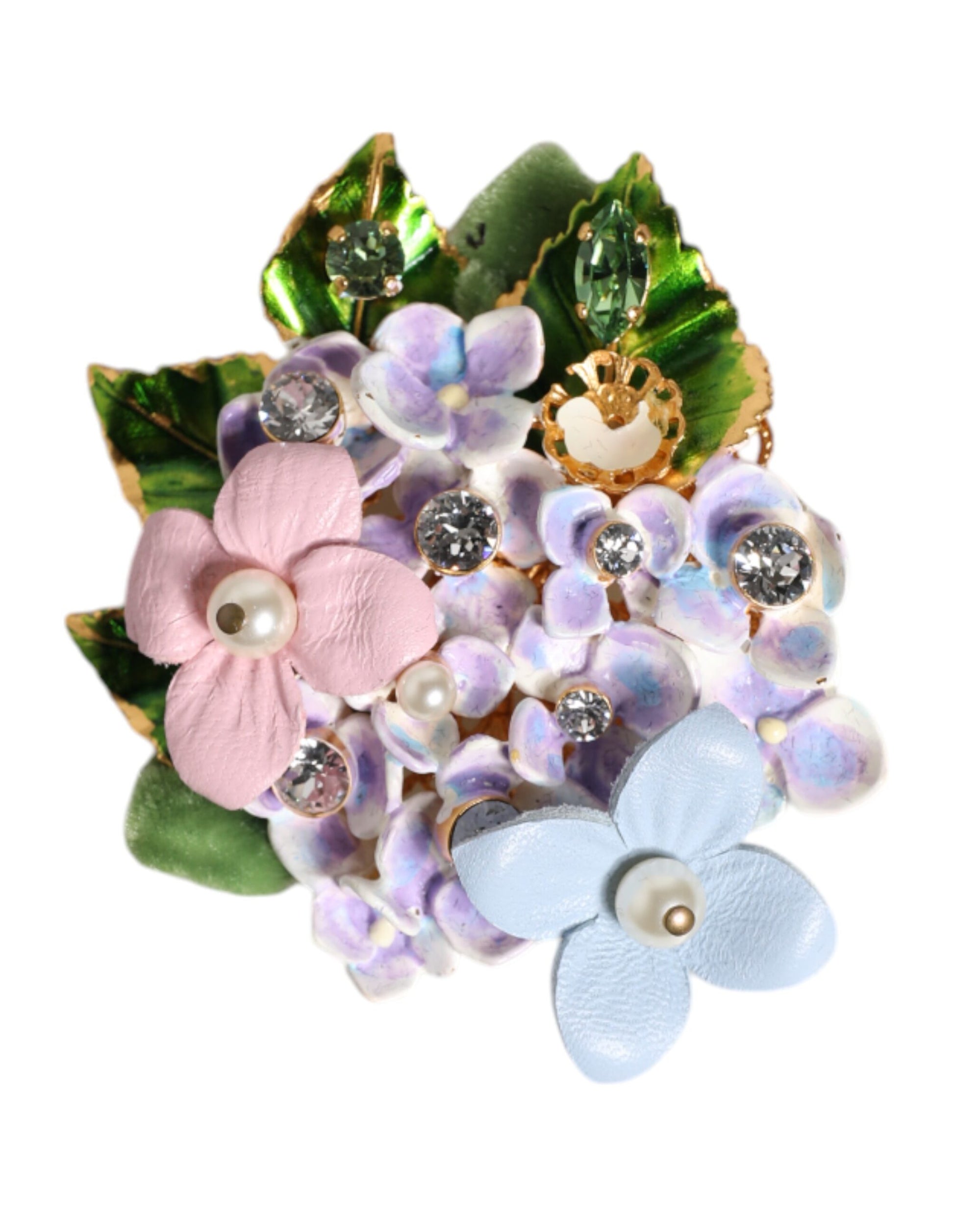 Dolce & Gabbana Multicolor Floral Kristalle Perlen Emaille Akzente Brosche