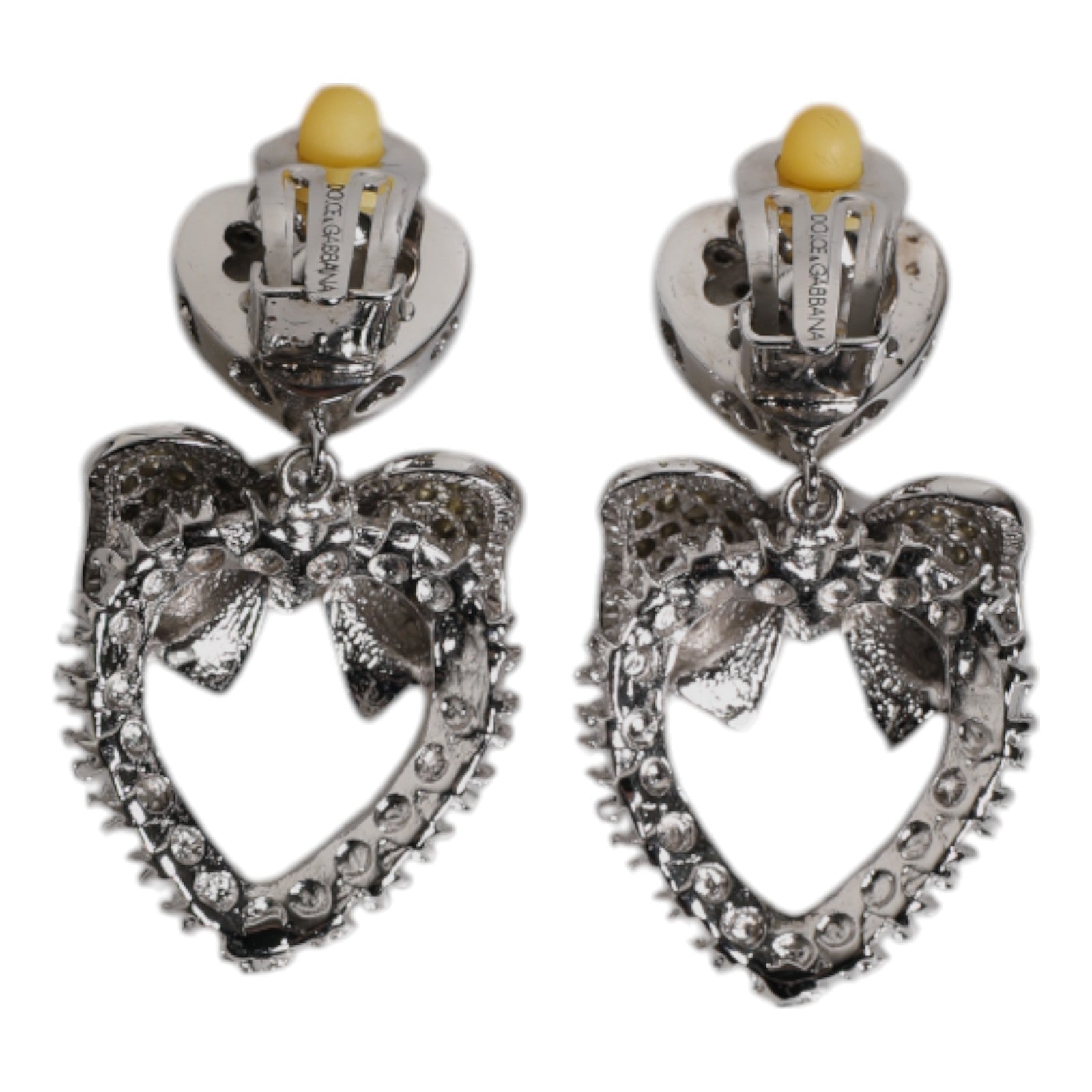 Dolce & Gabbana Silber Herz Bogen Strass baumeln Clip-On Ohrringe