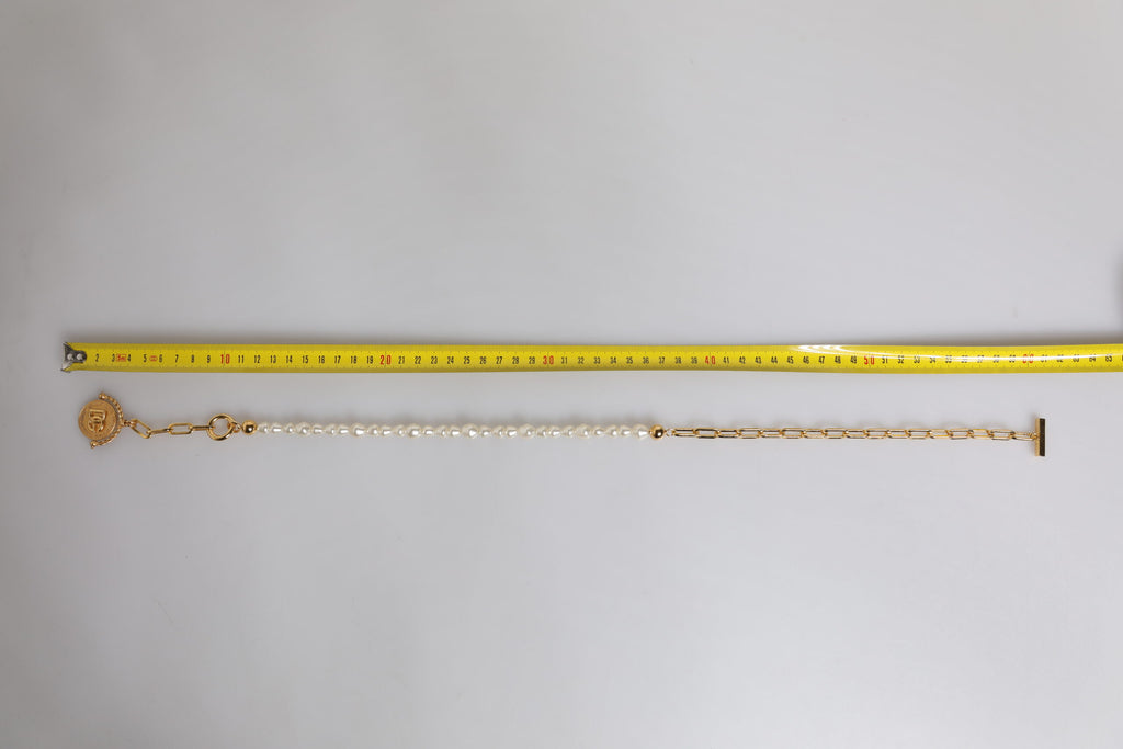 Dolce & Gabbana Goldkette Messing Faux Pearl Charm Logo Anhänger Halskette