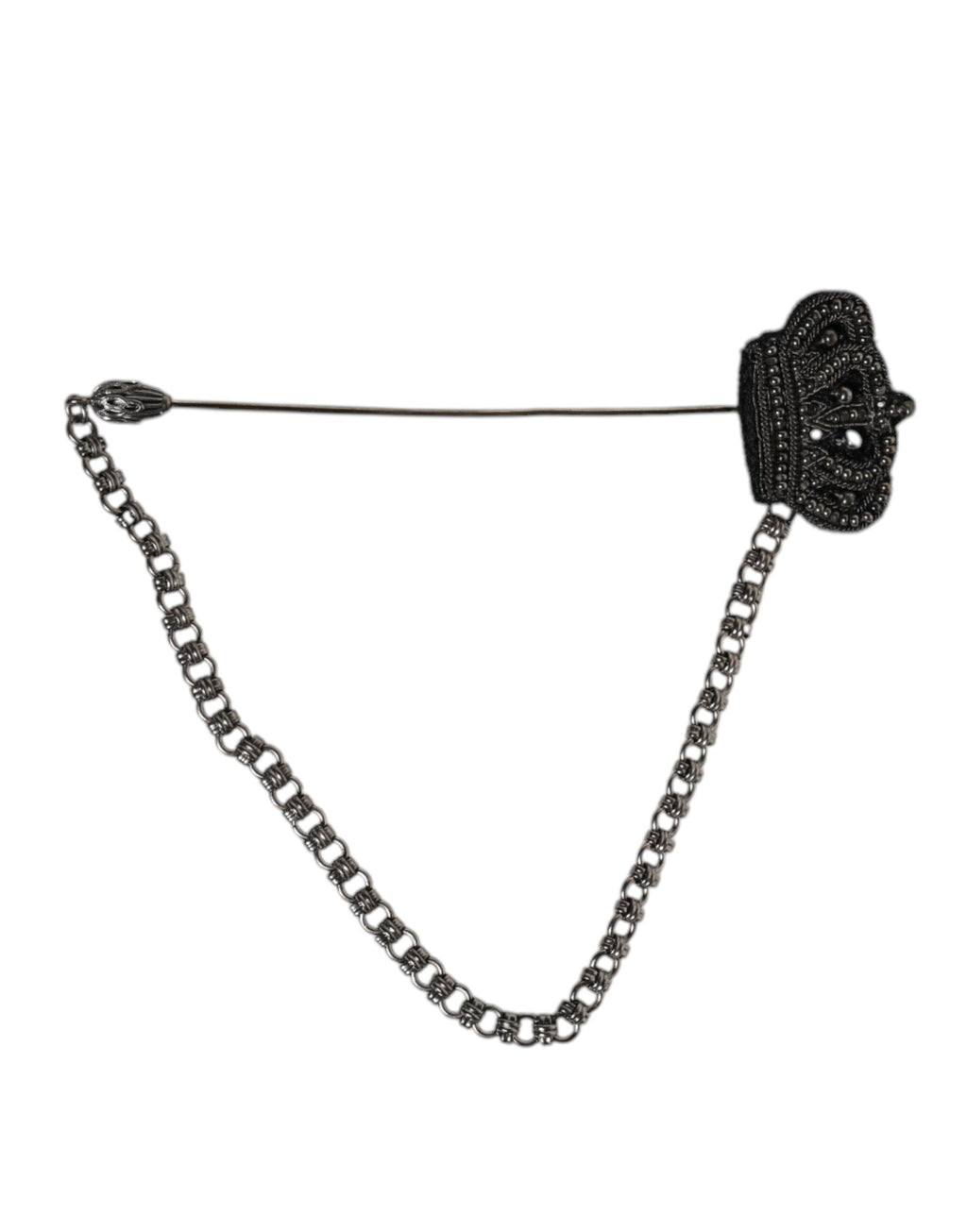 Dolce & Gabbana Silber-Ton Messing Krone Kette Frauen Brosche Reversnadel