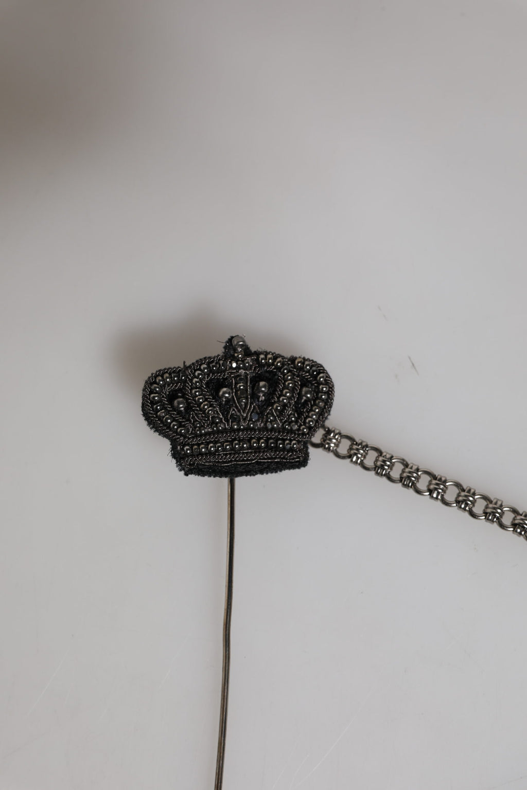 Dolce & Gabbana Silber-Ton Messing Krone Kette Frauen Brosche Reversnadel