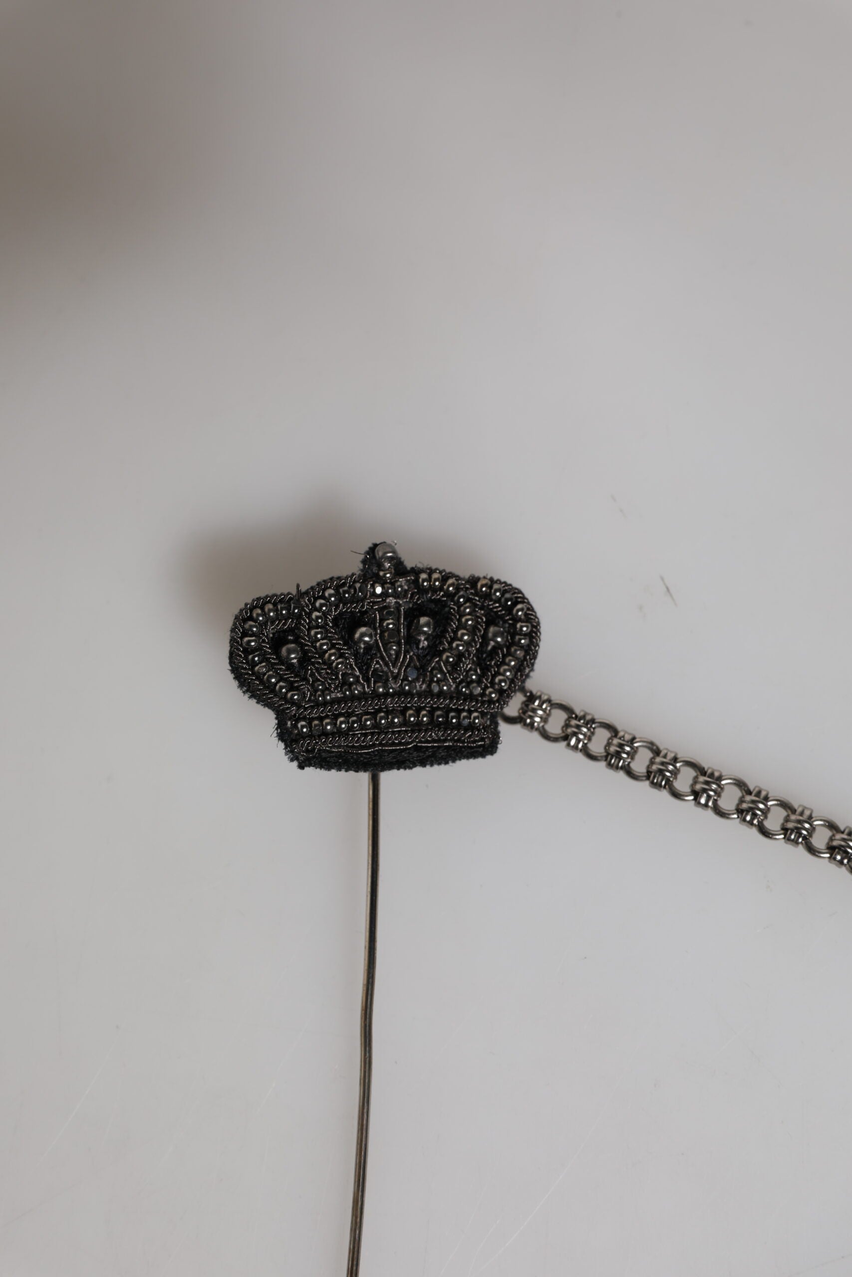 Dolce & Gabbana Silber-Ton Messing Krone Kette Frauen Brosche Reversnadel